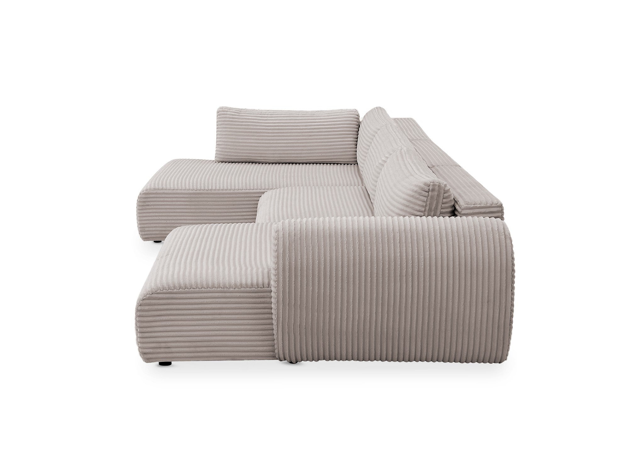 TILDA Taupe Cord Cabrio Panoramasofa mit Stauraum - Linke Ecke