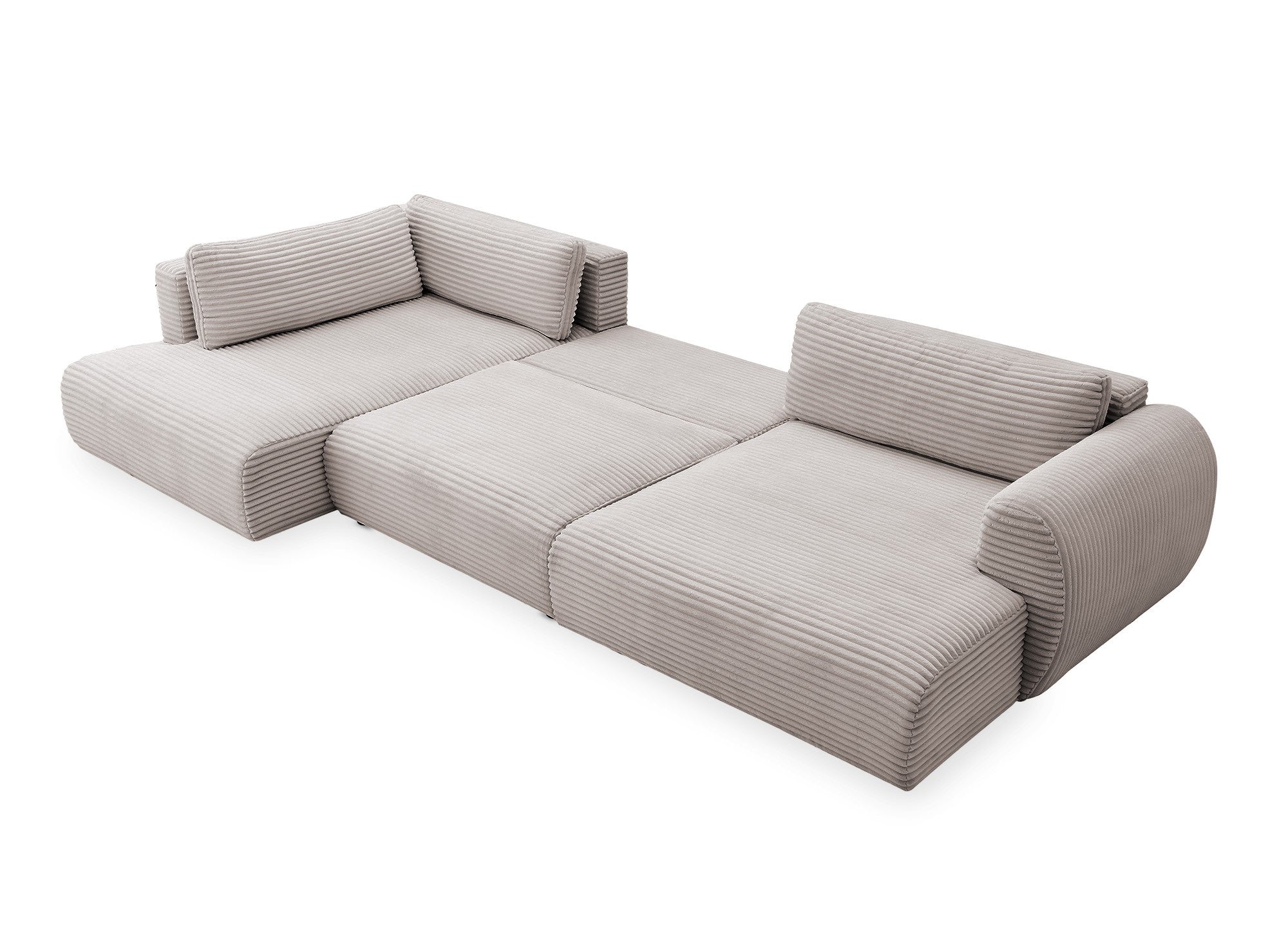 TILDA Taupe Cord Cabrio Panoramasofa mit Stauraum - Linke Ecke