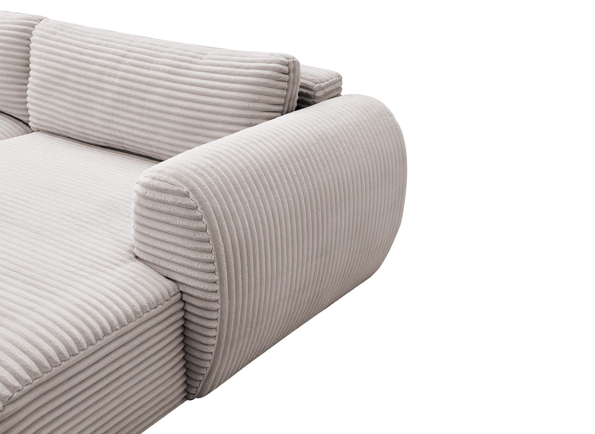 TILDA Taupe Cord Cabrio Panoramasofa mit Stauraum - Linke Ecke