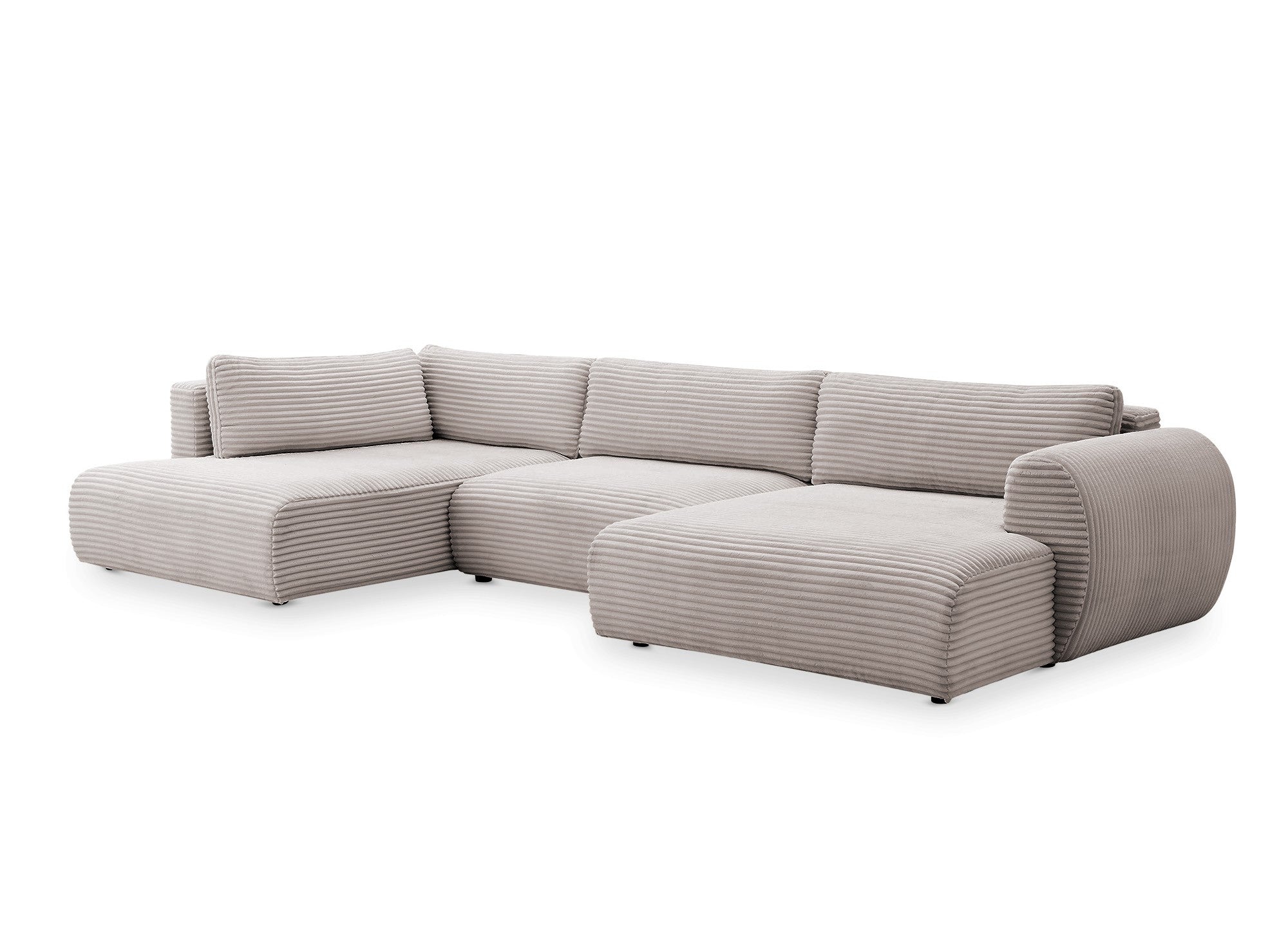 TILDA Taupe Cord Cabrio Panoramasofa mit Stauraum - Linke Ecke