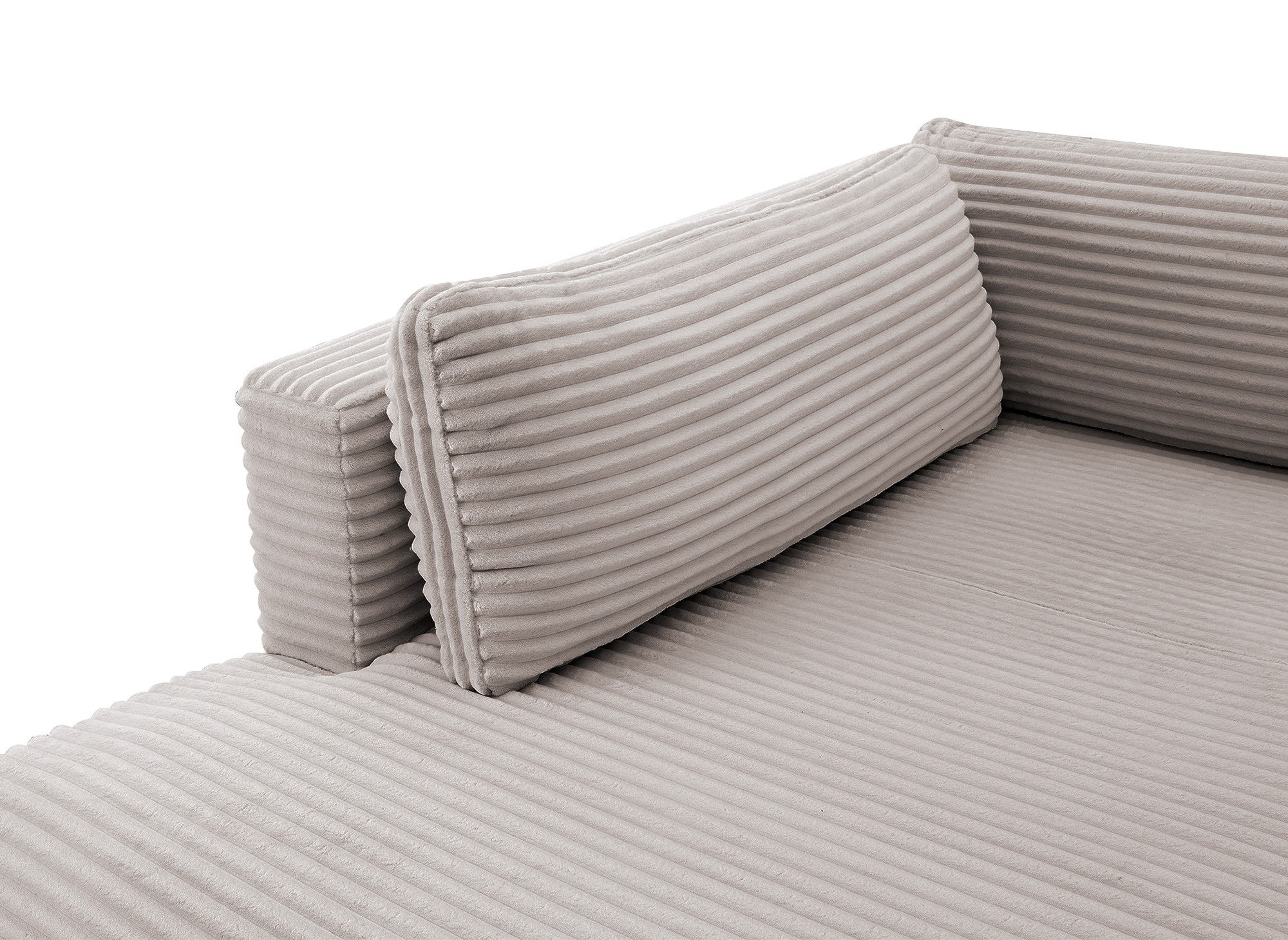 TILDA Taupe Cord Cabrio Panoramasofa mit Stauraum - Linke Ecke