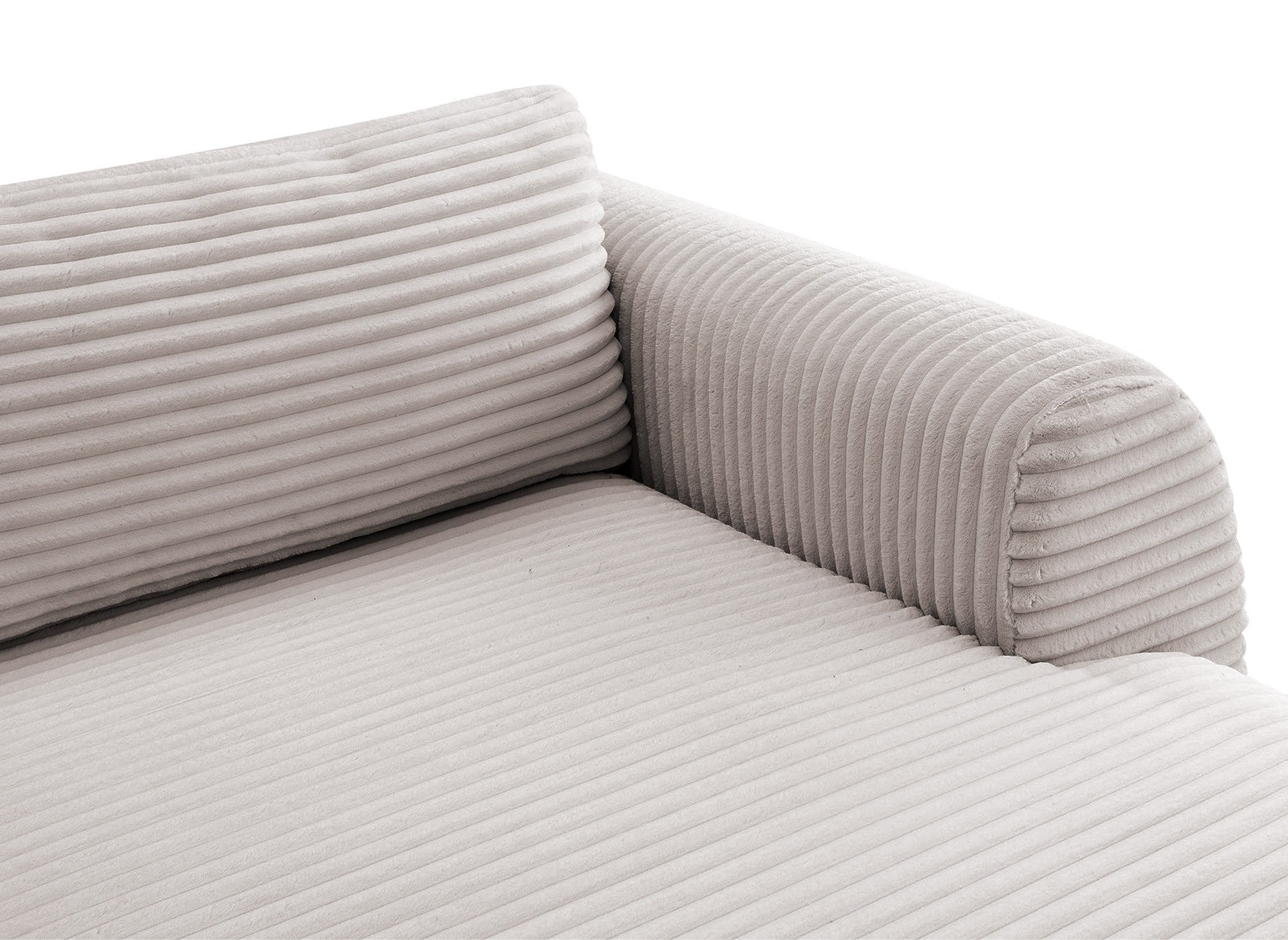 TILDA Taupe Cord Cabrio Panoramasofa mit Stauraum - Linke Ecke