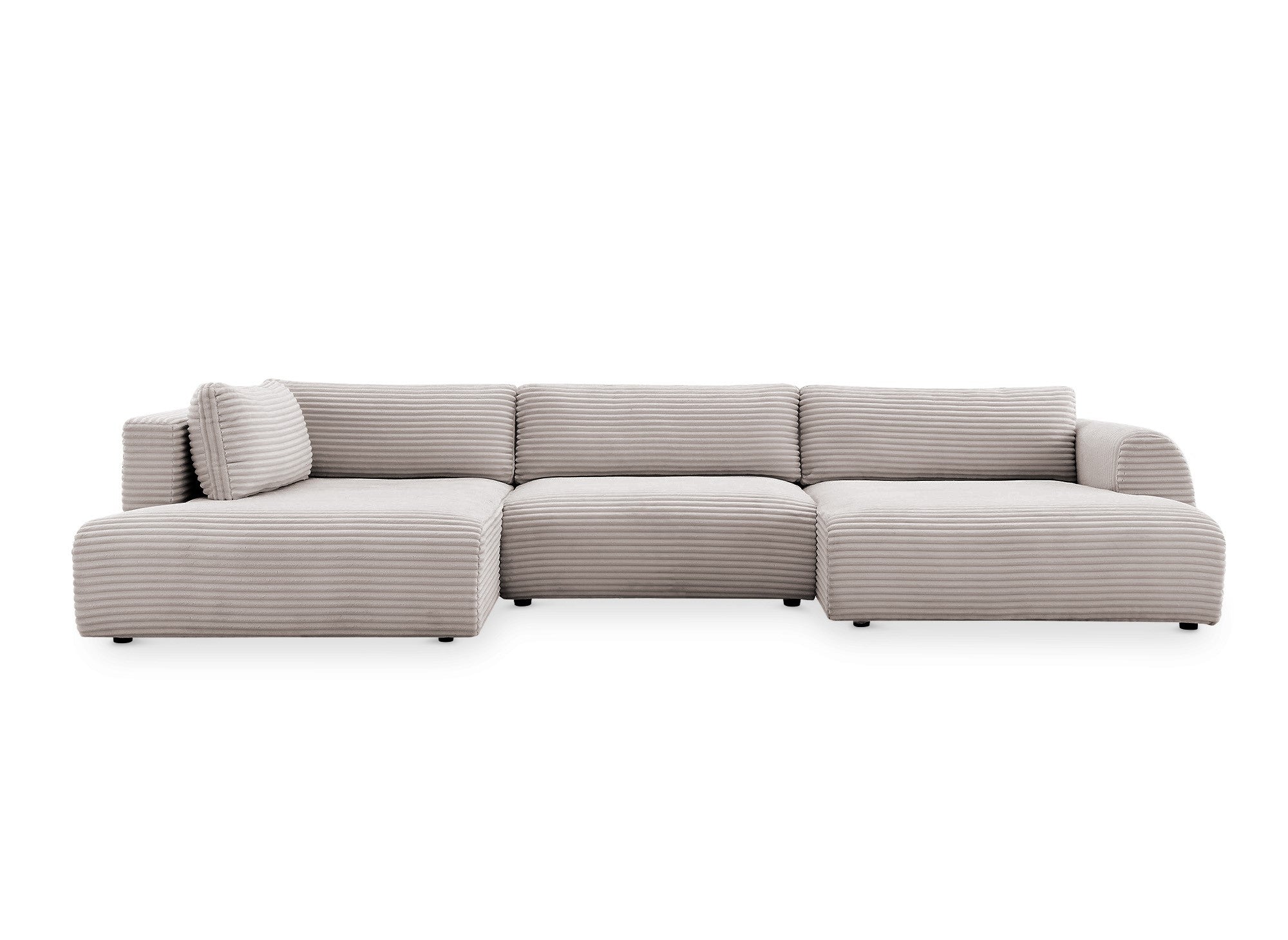 TILDA Taupe Cord Cabrio Panoramasofa mit Stauraum - Linke Ecke