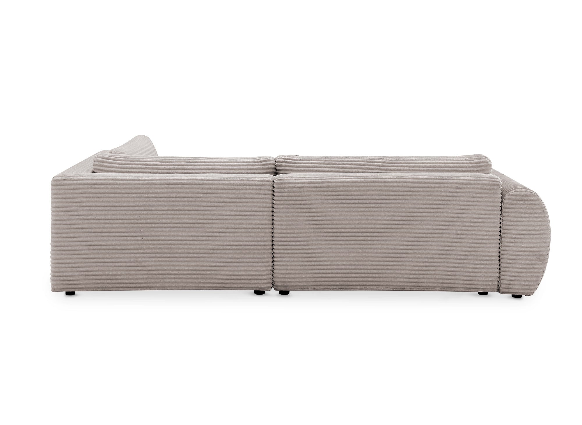 TILDA Ecksofa mit Bettfunktion, gerippt, weiches Taupe, mit Chaiselongue und Stauraum, rechtwinklig