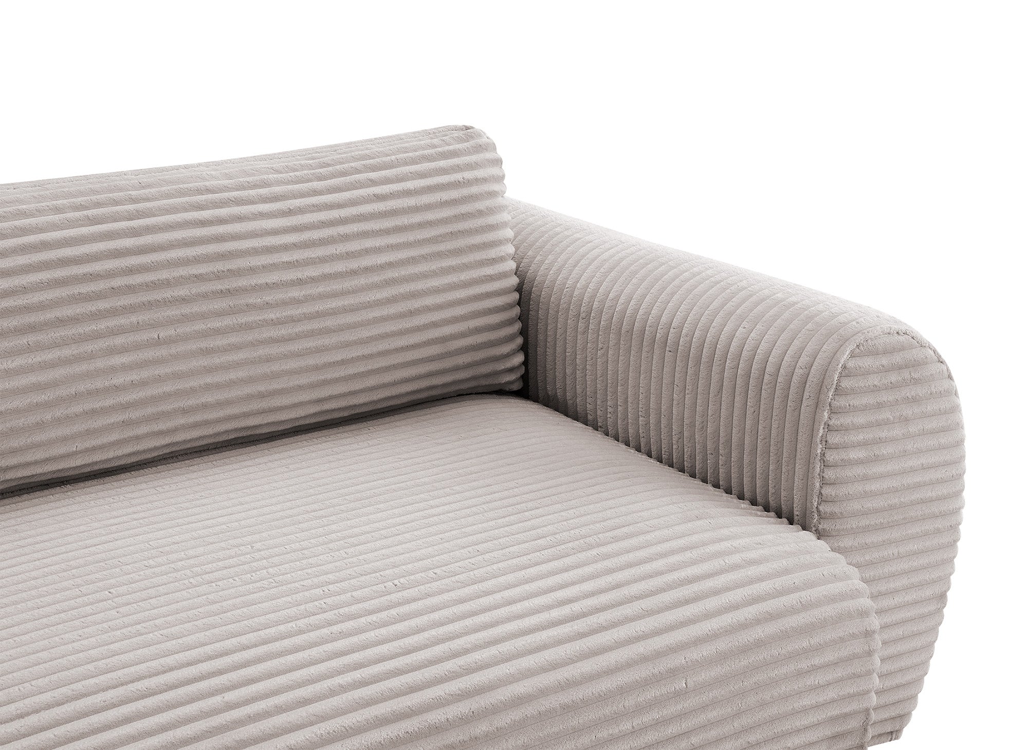 TILDA Ecksofa mit Bettfunktion, gerippt, weiches Taupe, mit Chaiselongue und Stauraum, rechtwinklig