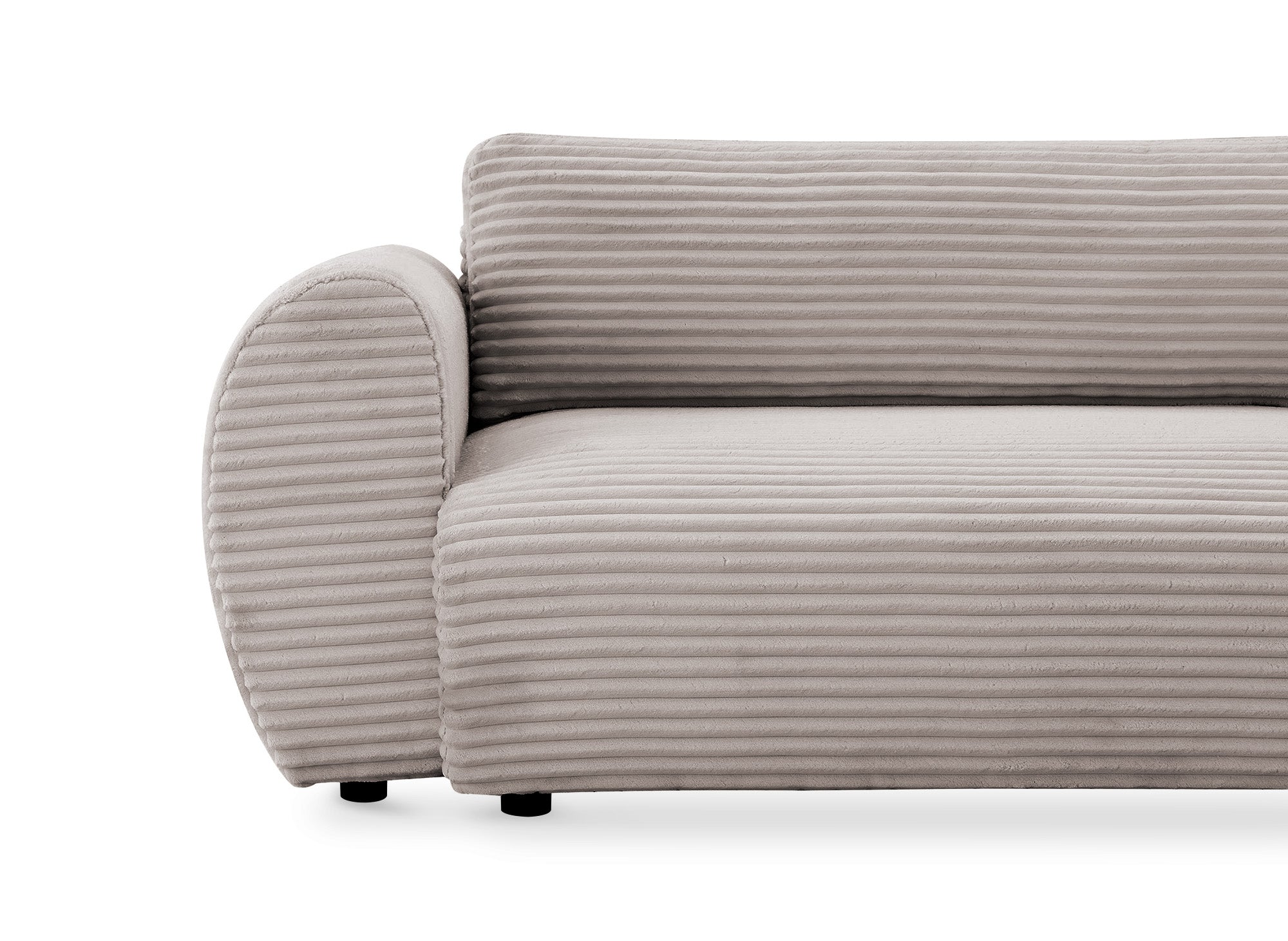 TILDA Ecksofa mit Bettfunktion, gerippt, weiches Taupe, mit Chaiselongue und Stauraum, rechtwinklig