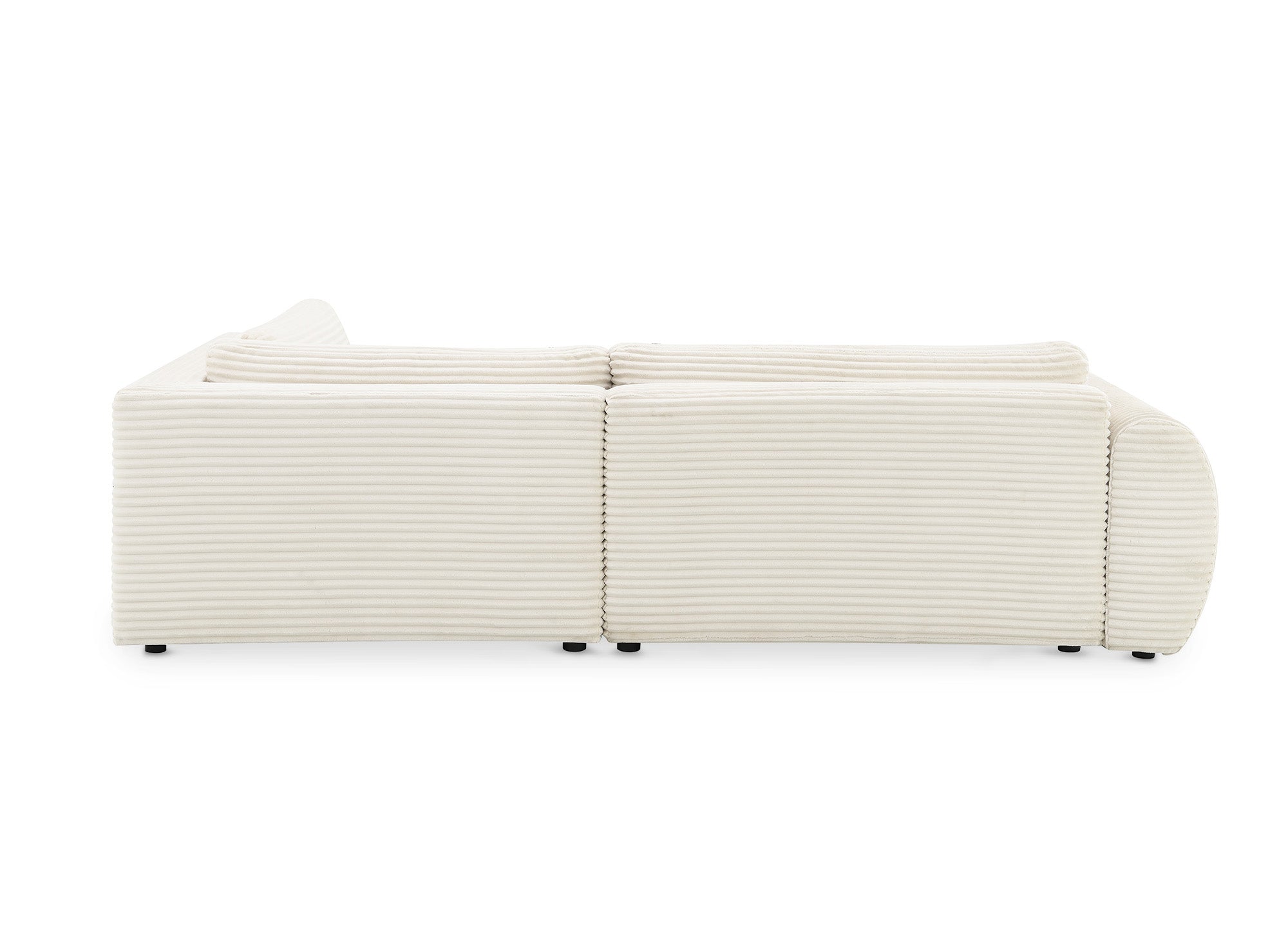 TILDA Ecksofa mit Bettfunktion, weich gerippt, mit Chaiselongue und Stauraum, Beige, rechtwinklig