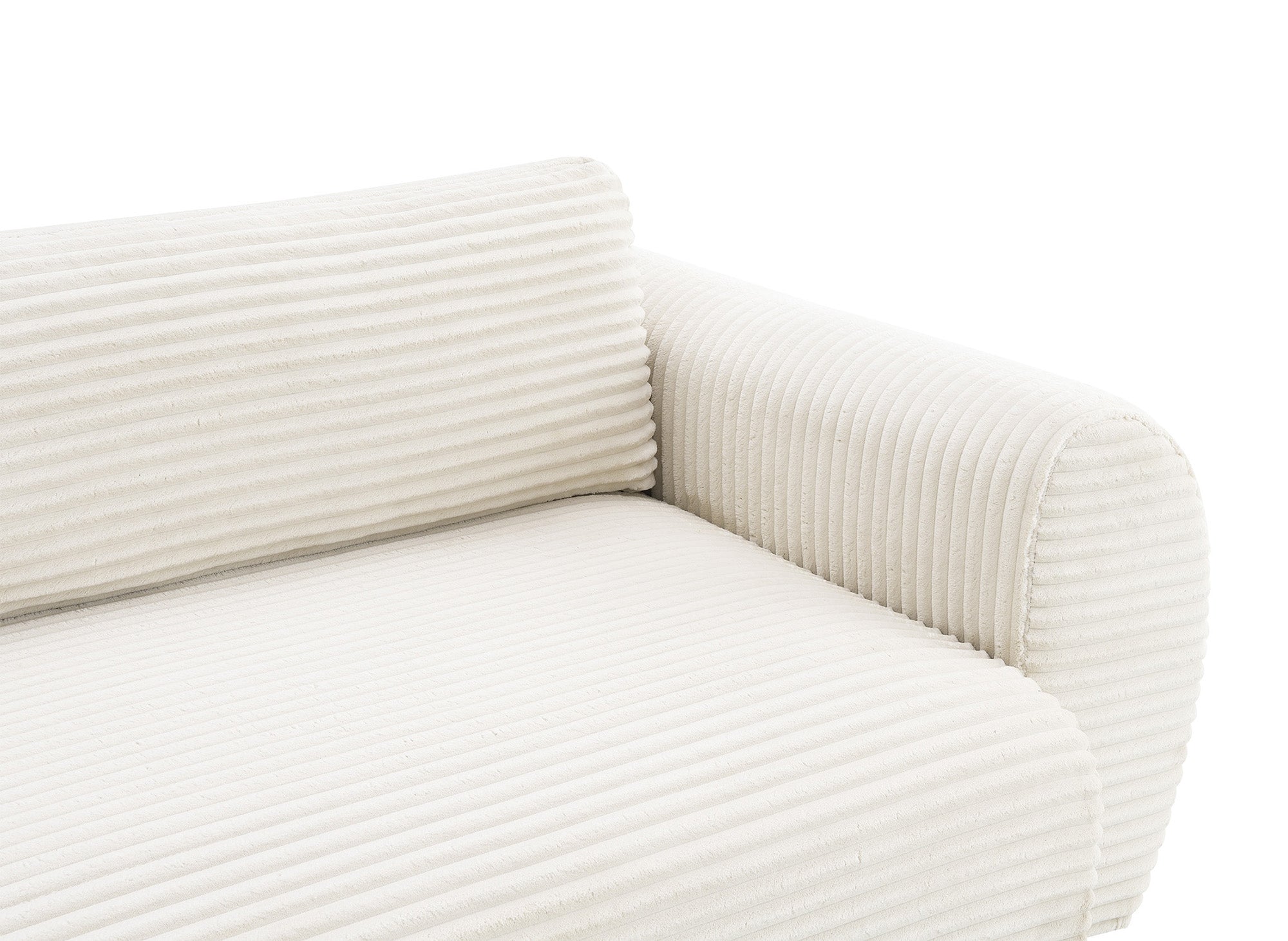 TILDA Ecksofa mit Bettfunktion, weich gerippt, mit Chaiselongue und Stauraum, Beige, rechtwinklig