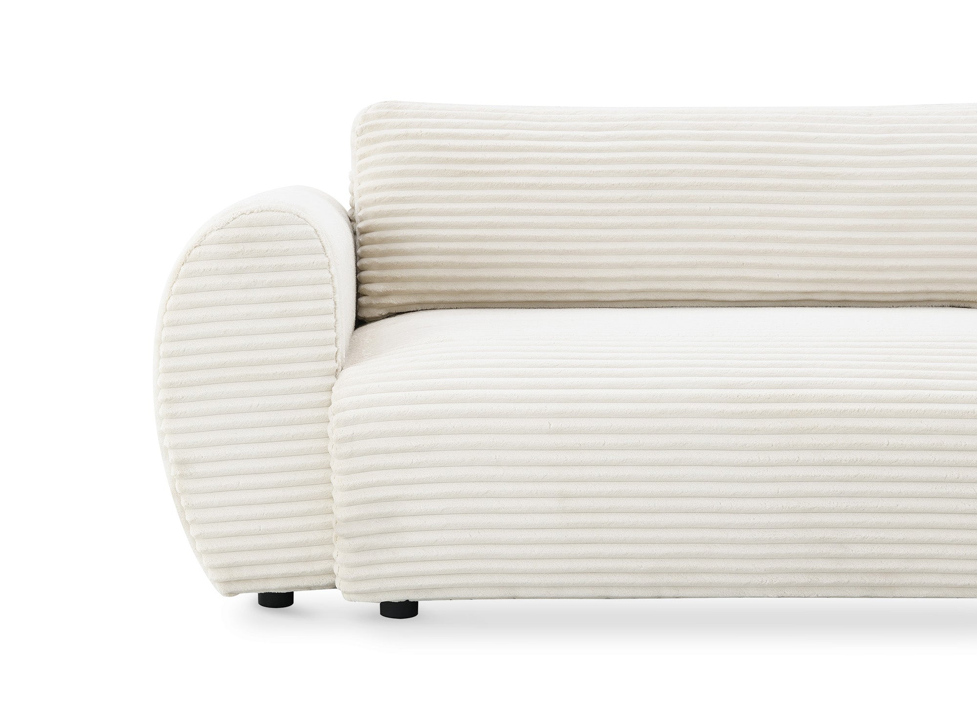 TILDA Ecksofa mit Bettfunktion, weich gerippt, mit Chaiselongue und Stauraum, Beige, rechtwinklig