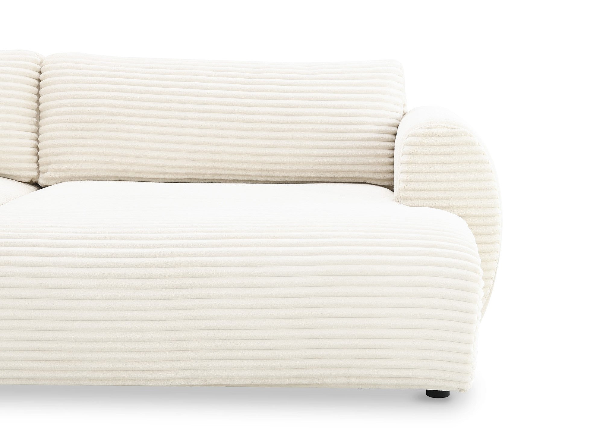 TILDA beigefarbenes, umwandelbares Panoramasofa aus Cord mit Stauraum – Linke Ecke