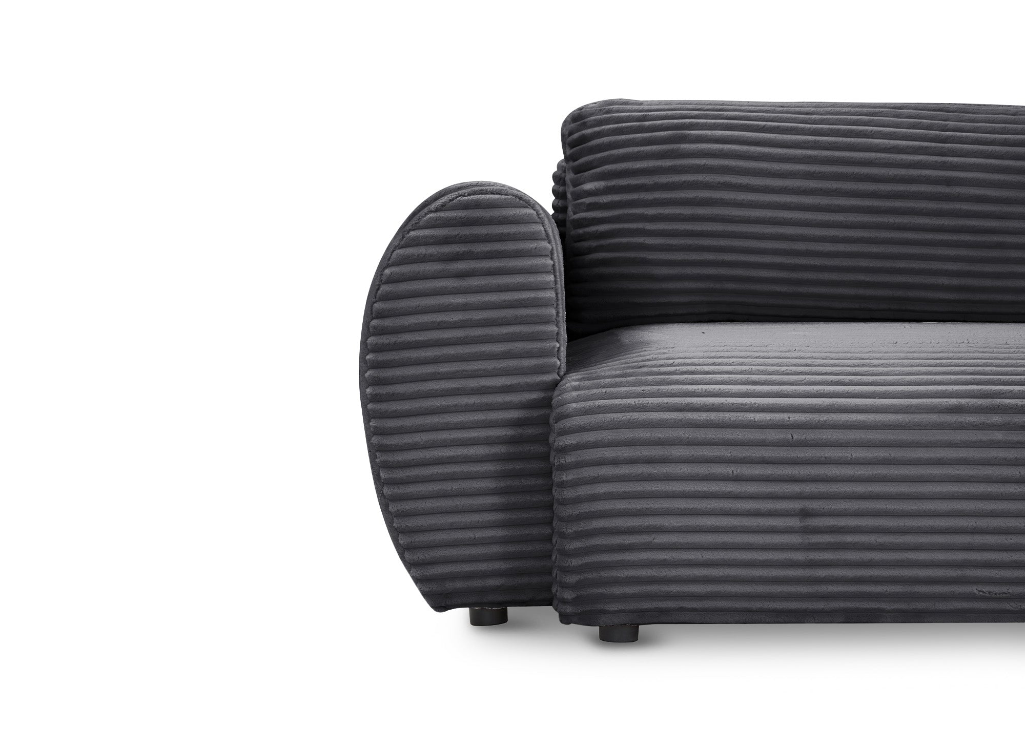 TILDA Ecksofa mit Bettfunktion und Stauraum, weicher Cord, Grau, rechtwinklig