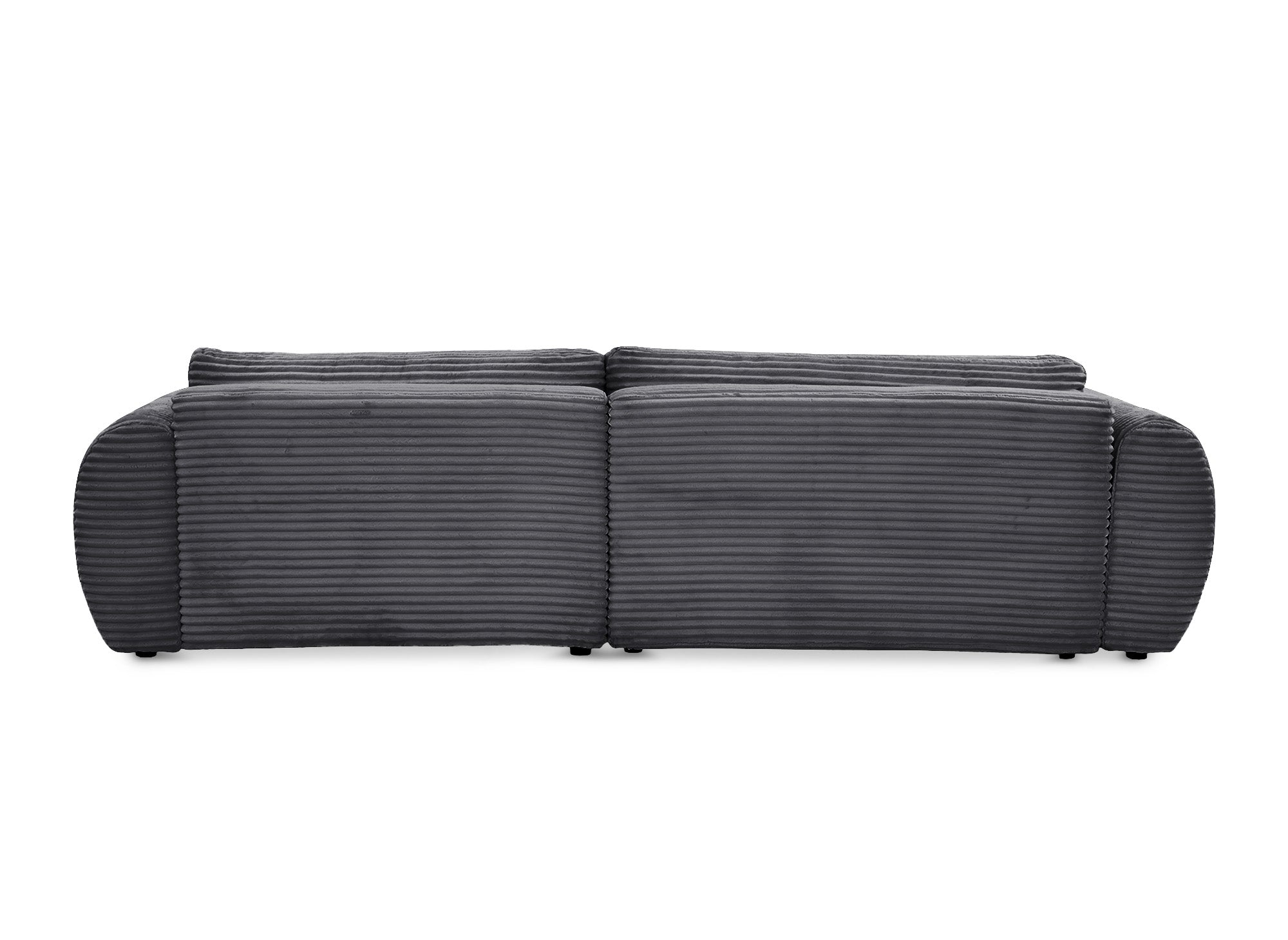 TILDA Ecksofa mit Bettfunktion und Stauraum, weicher Cord, Grau, rechtwinklig