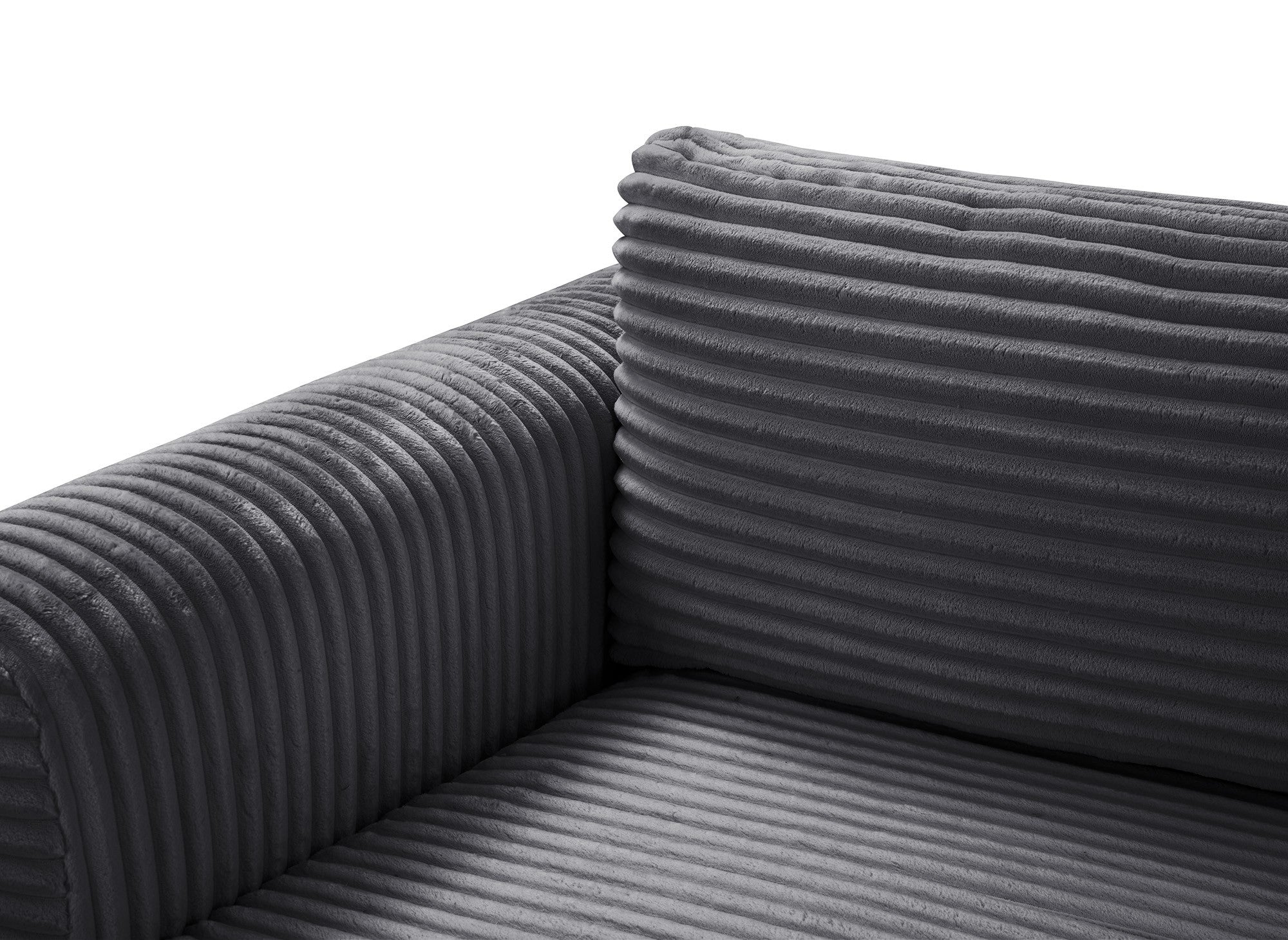 TILDA Ecksofa mit Bettfunktion und Stauraum, weiches Cord, grau – linke Ecke