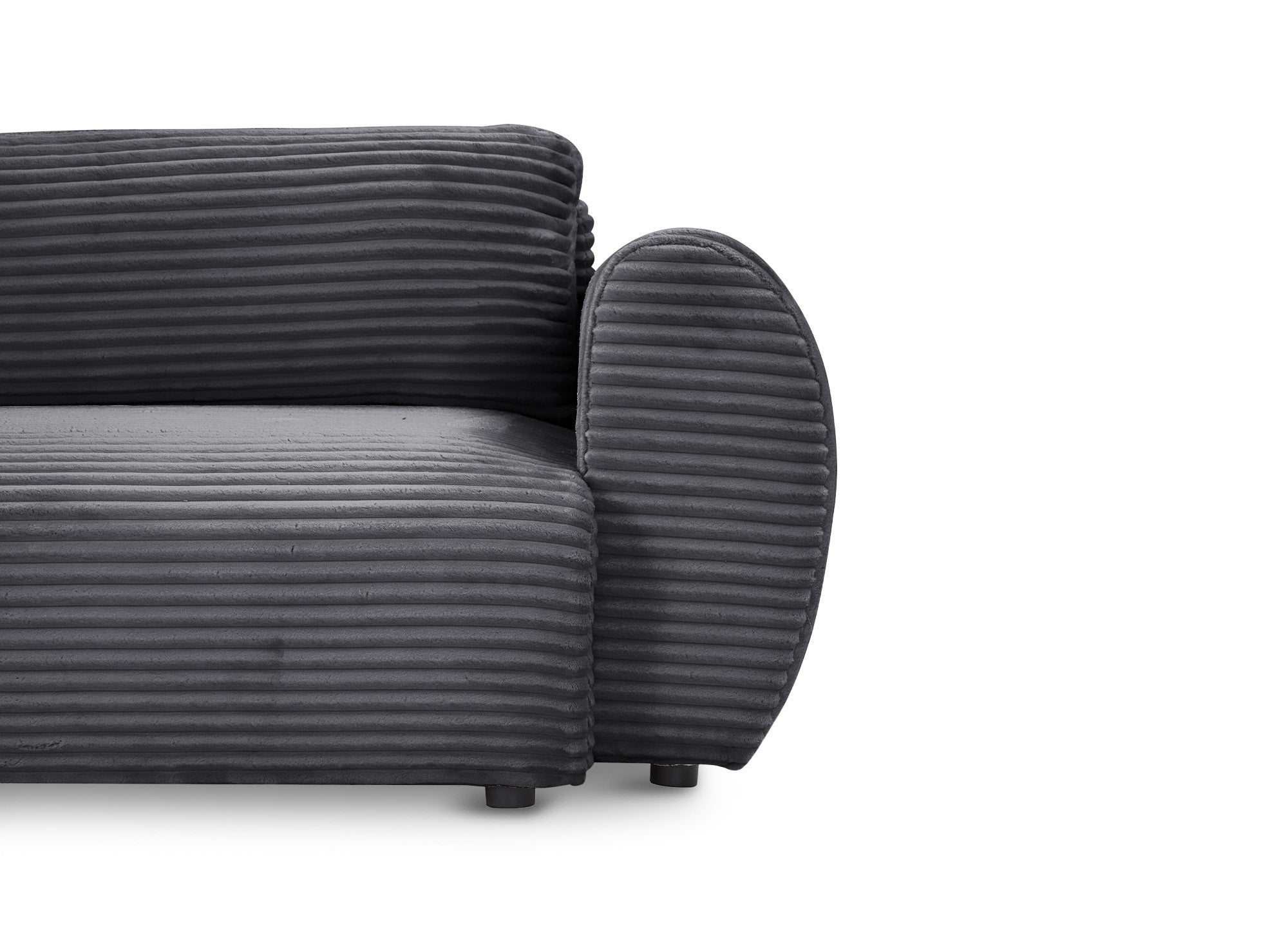 TILDA Ecksofa mit Bettfunktion und Stauraum, weiches Cord, grau – linke Ecke