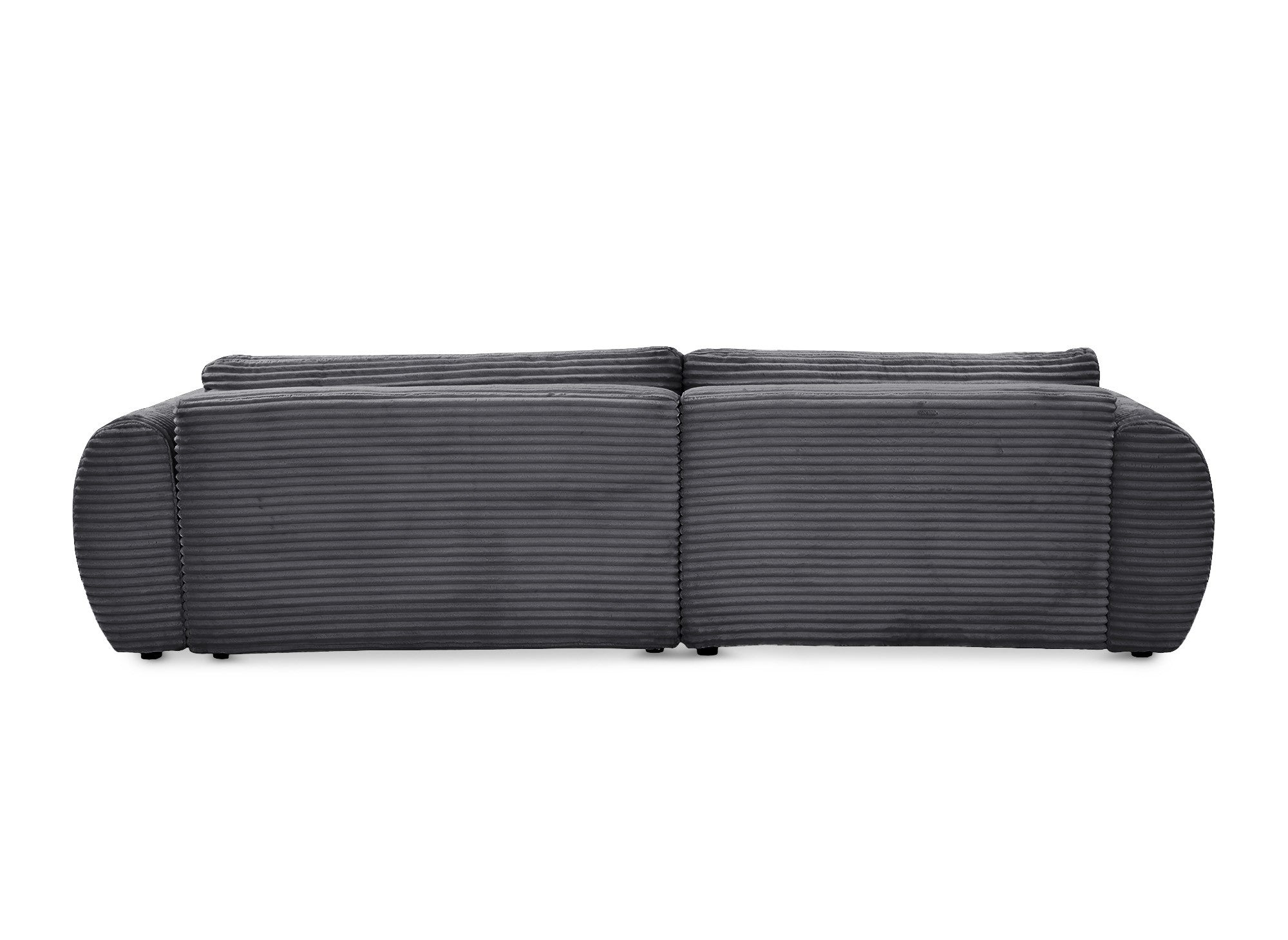 TILDA Ecksofa mit Bettfunktion und Stauraum, weiches Cord, grau – linke Ecke