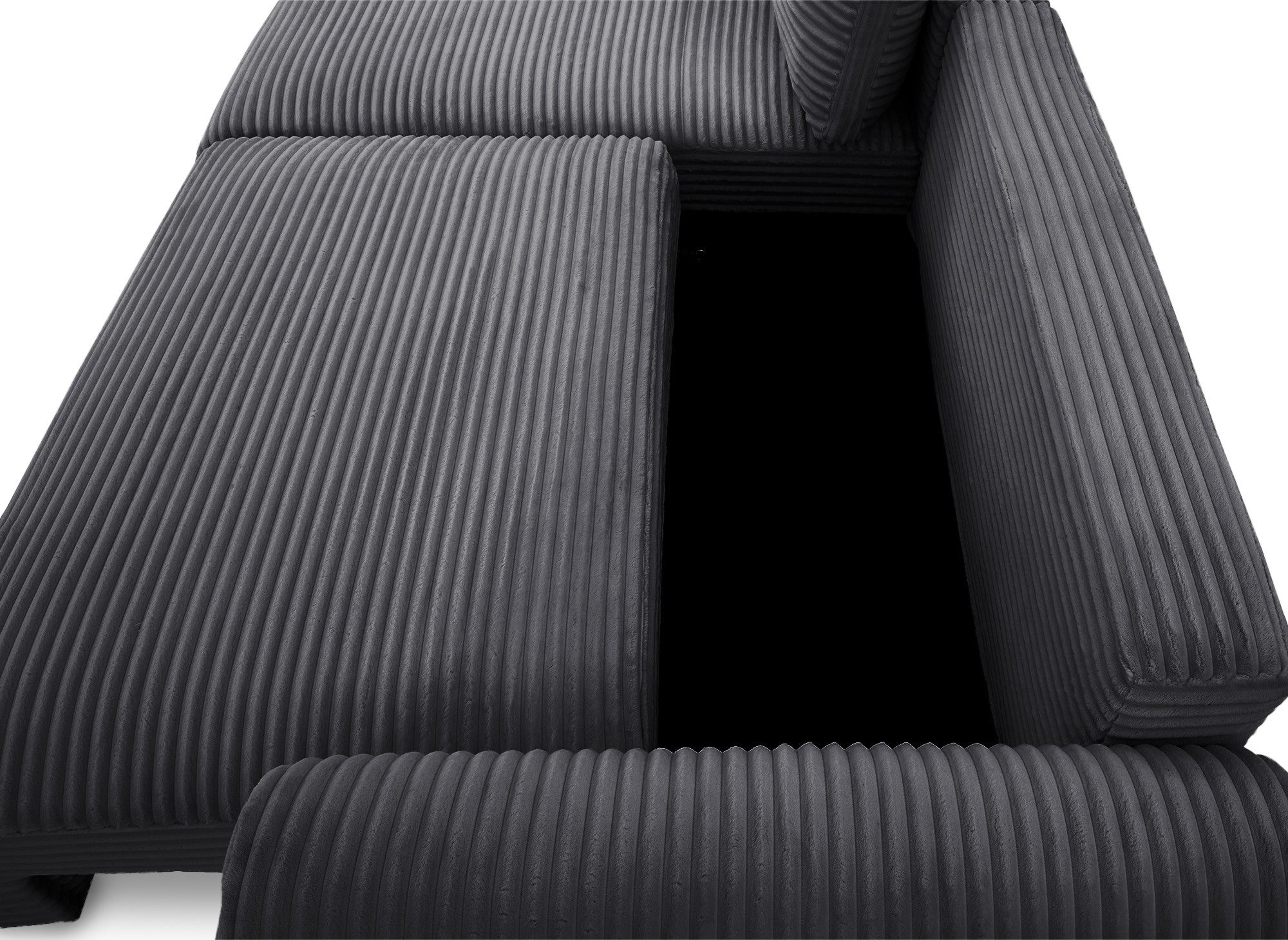 TILDA Ecksofa mit Bettfunktion und Stauraum, weiches Cord, grau – linke Ecke