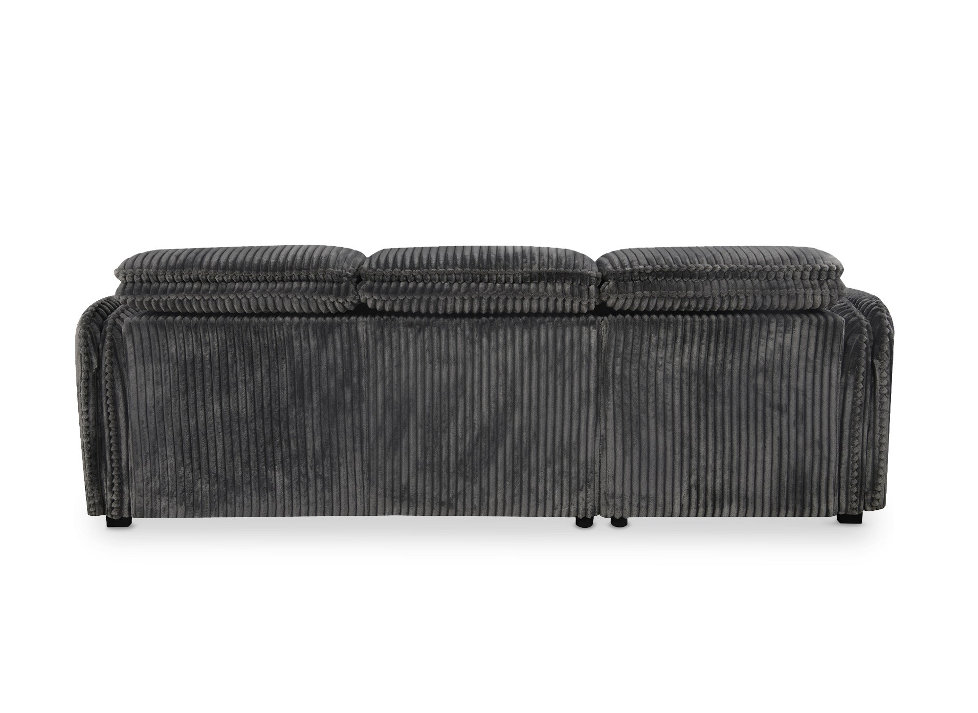 ISABELLA Ecksofa aus dickem grauem Cord – Linke Ecke