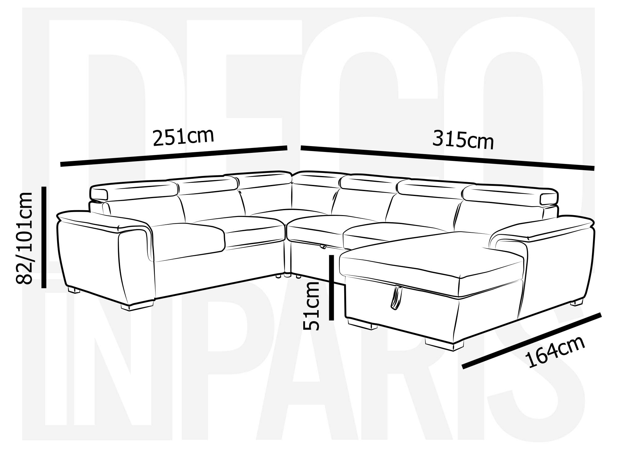 GAELLE Panorama-Schlafsofa mit Stauraum aus dickem, beigem Cord – rechtwinklig