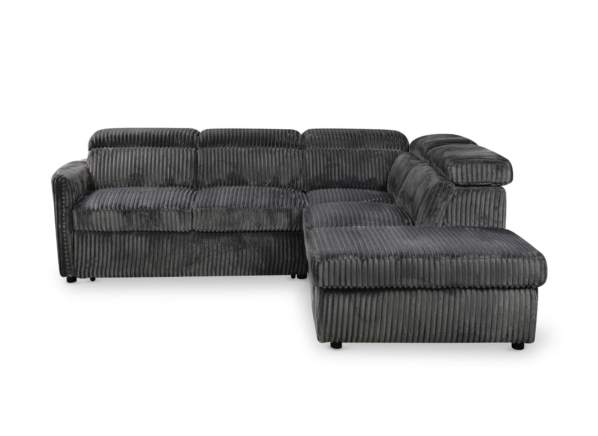 NAIROBI Ecksofa, dicker Cord, grau, rechtwinklig