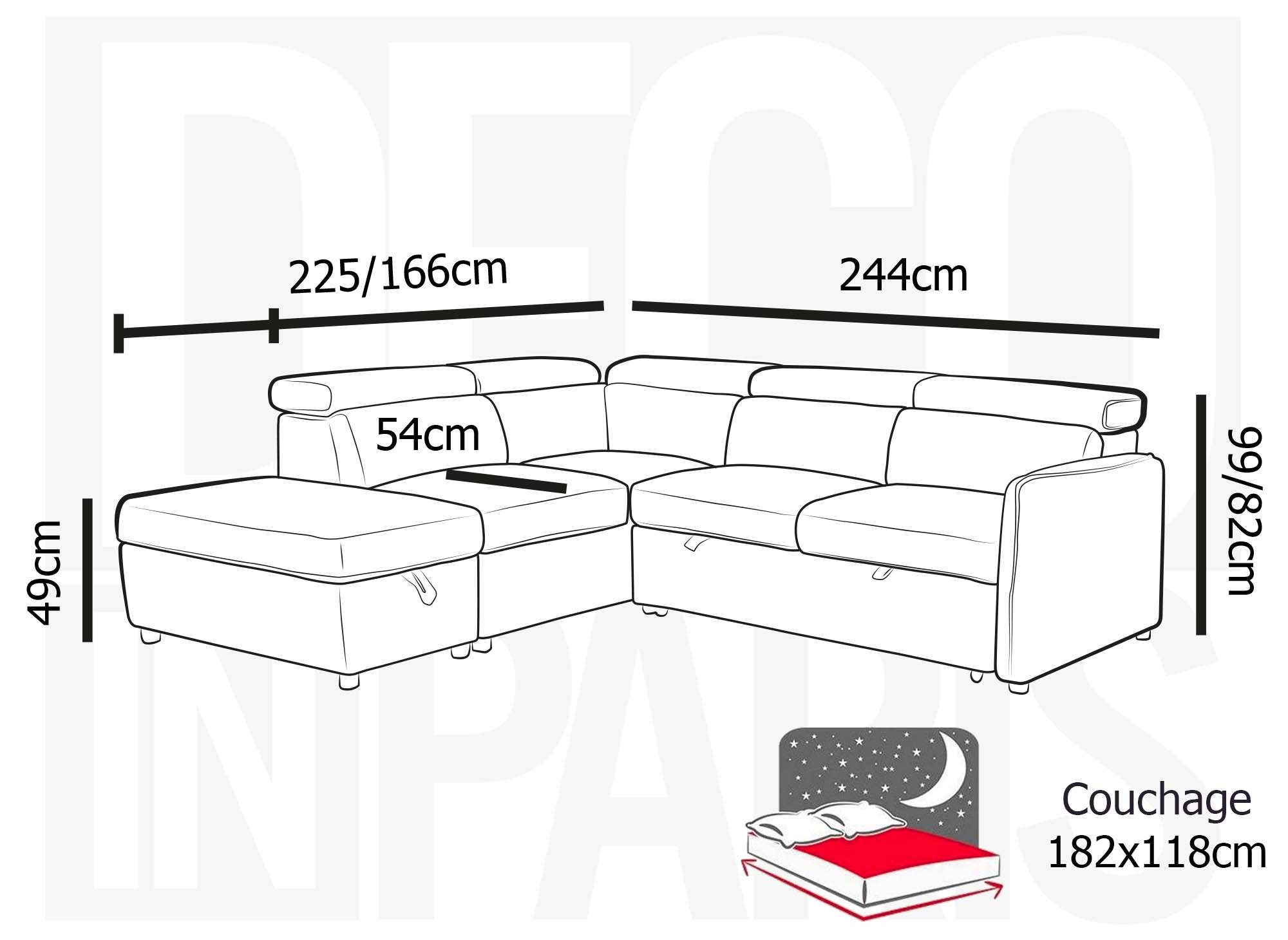 NAIROBI Ecksofa aus dickem Cord, grau, linke Ecke