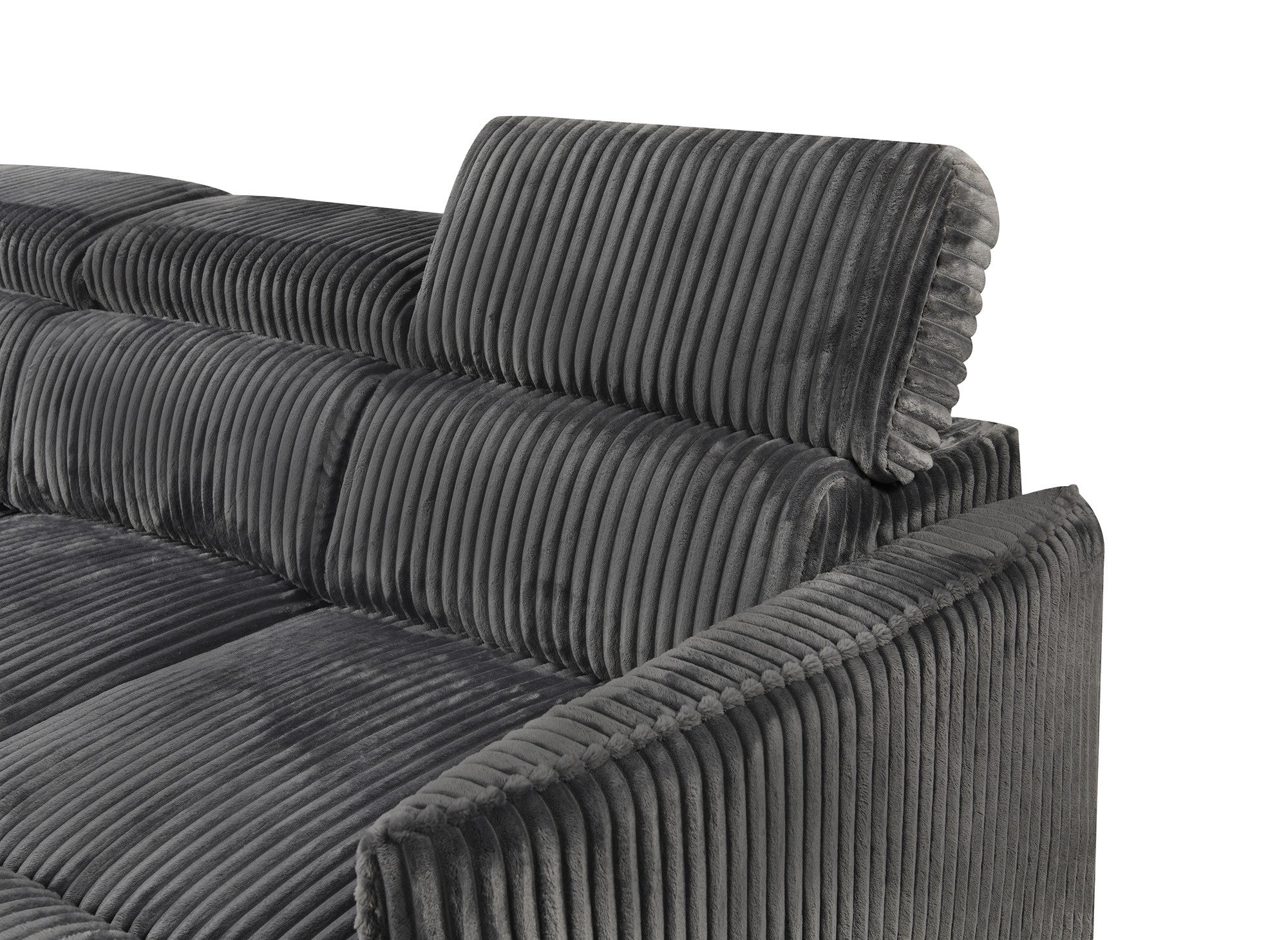 NAIROBI Ecksofa aus dickem Cord, grau, linke Ecke