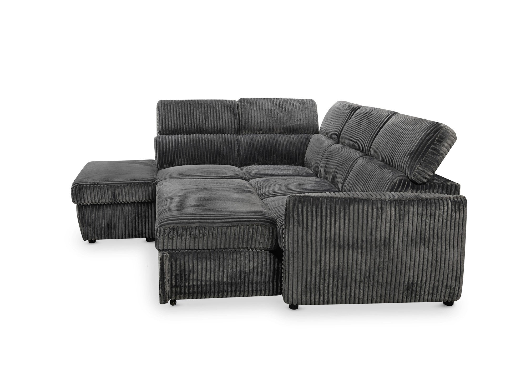 NAIROBI Ecksofa aus dickem Cord, grau, linke Ecke