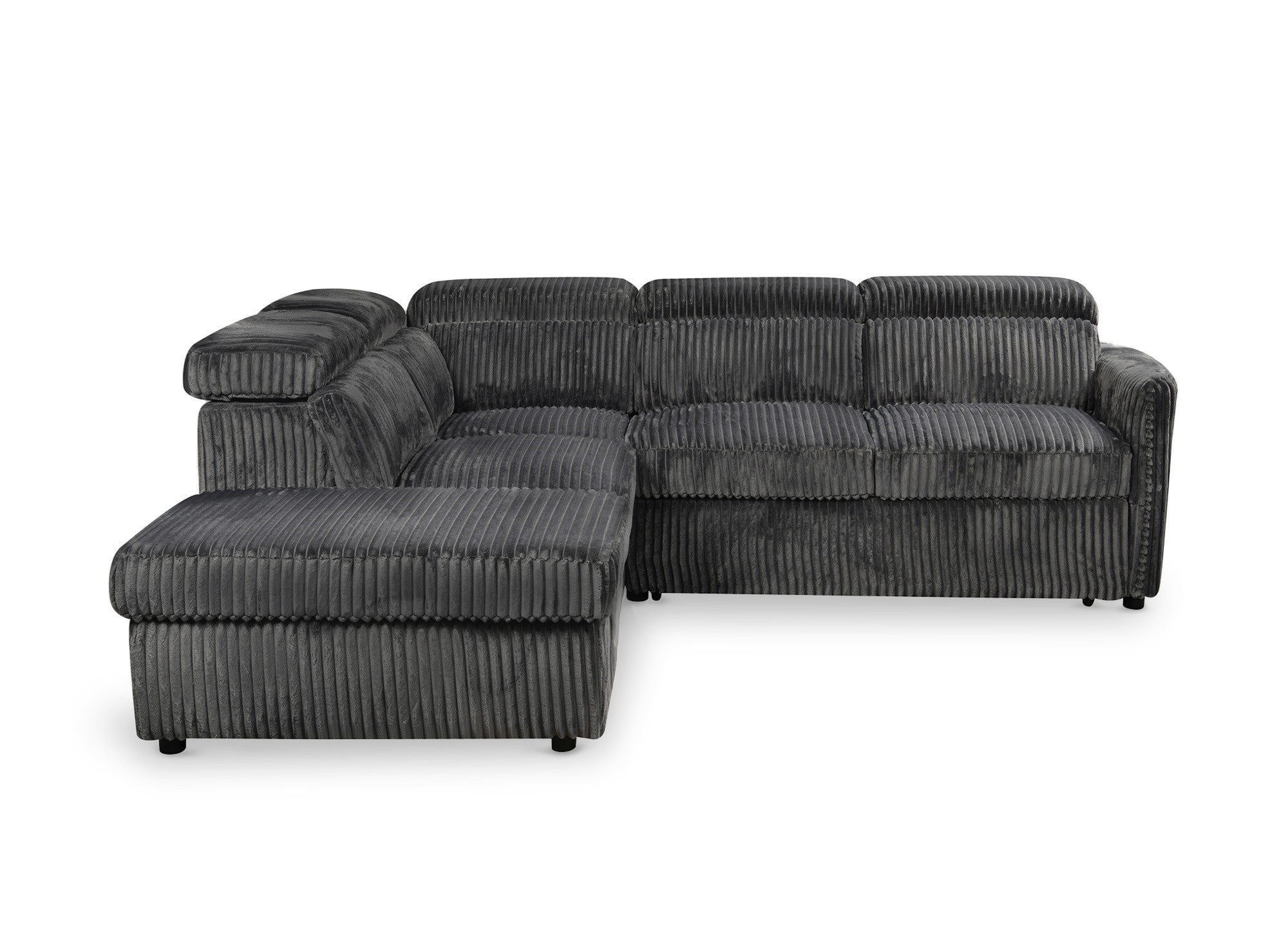 NAIROBI Ecksofa aus dickem Cord, grau, linke Ecke