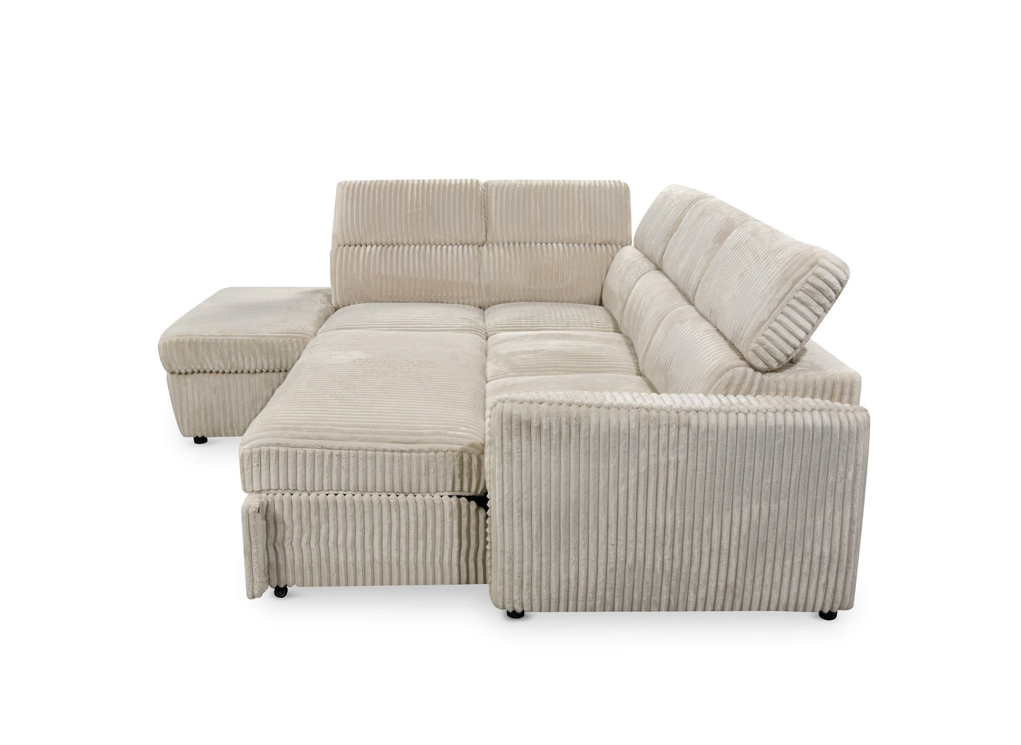 NAIROBI Ecksofa aus dickem, beigefarbenem Cord – Linke Ecke