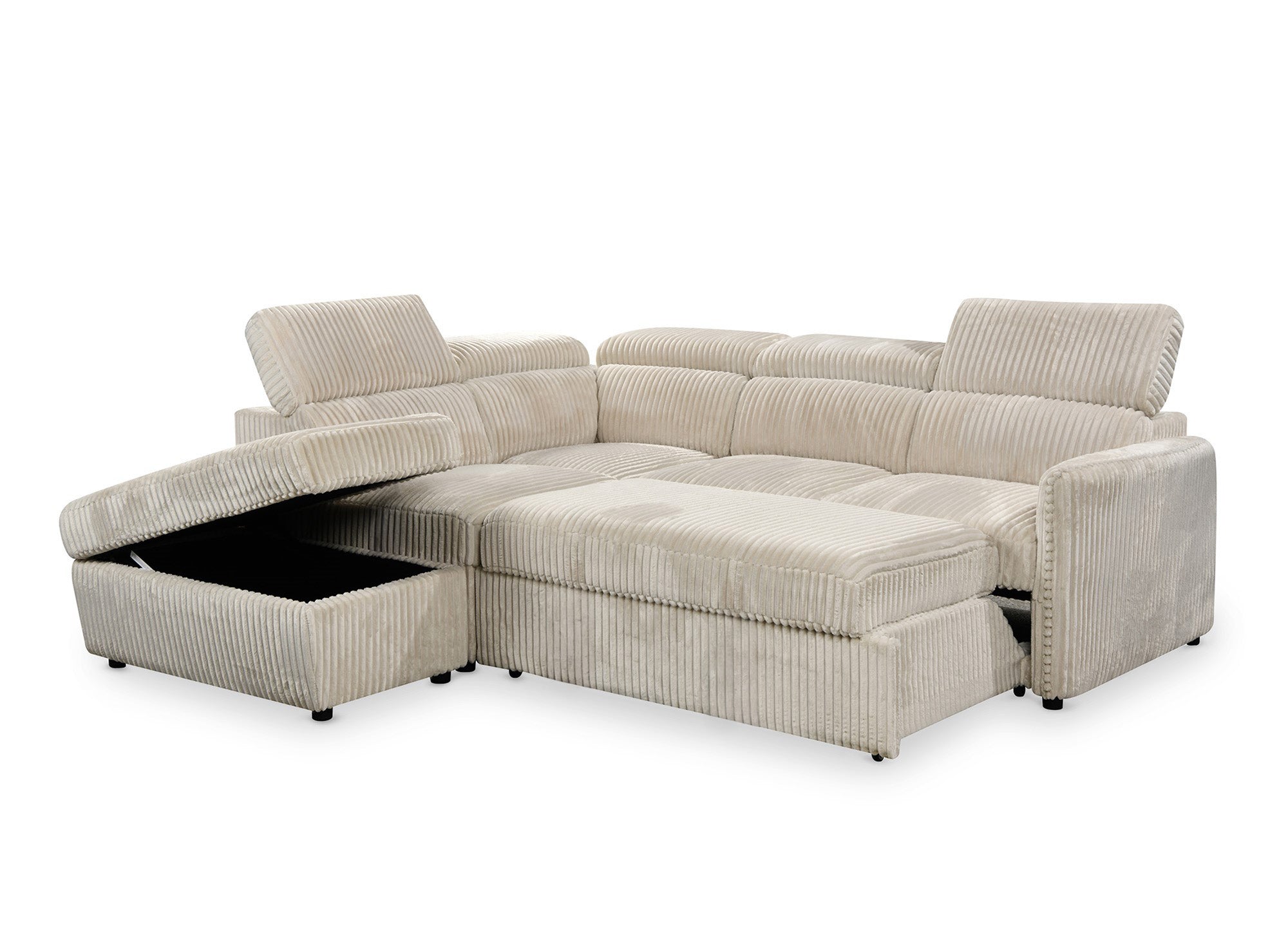 NAIROBI Ecksofa aus dickem, beigefarbenem Cord – Linke Ecke