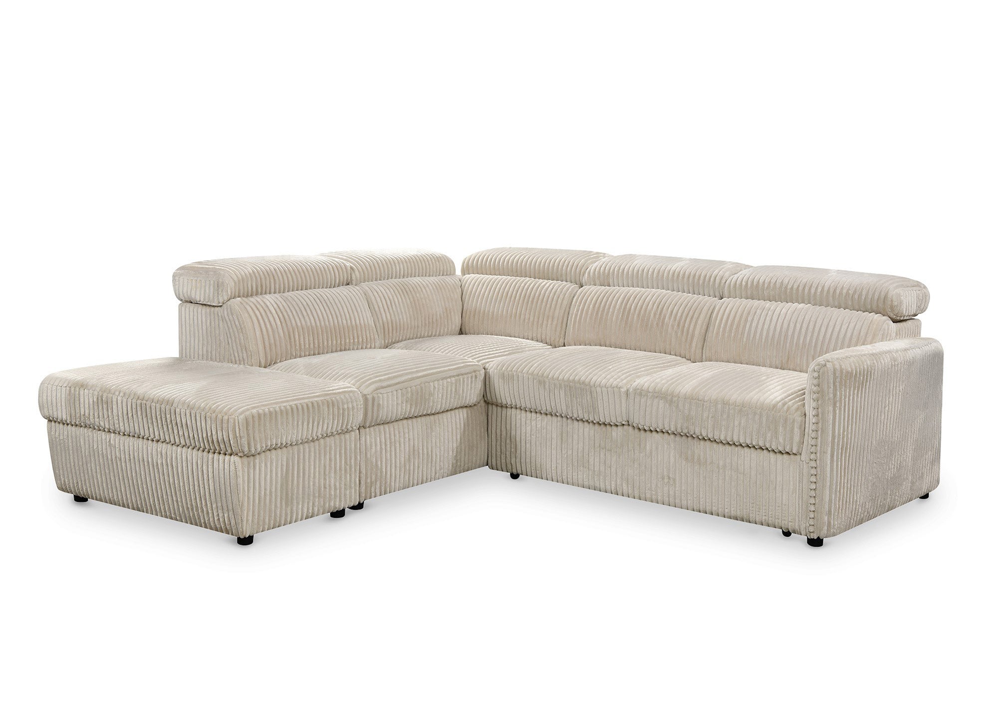 NAIROBI Ecksofa aus dickem, beigefarbenem Cord – Linke Ecke