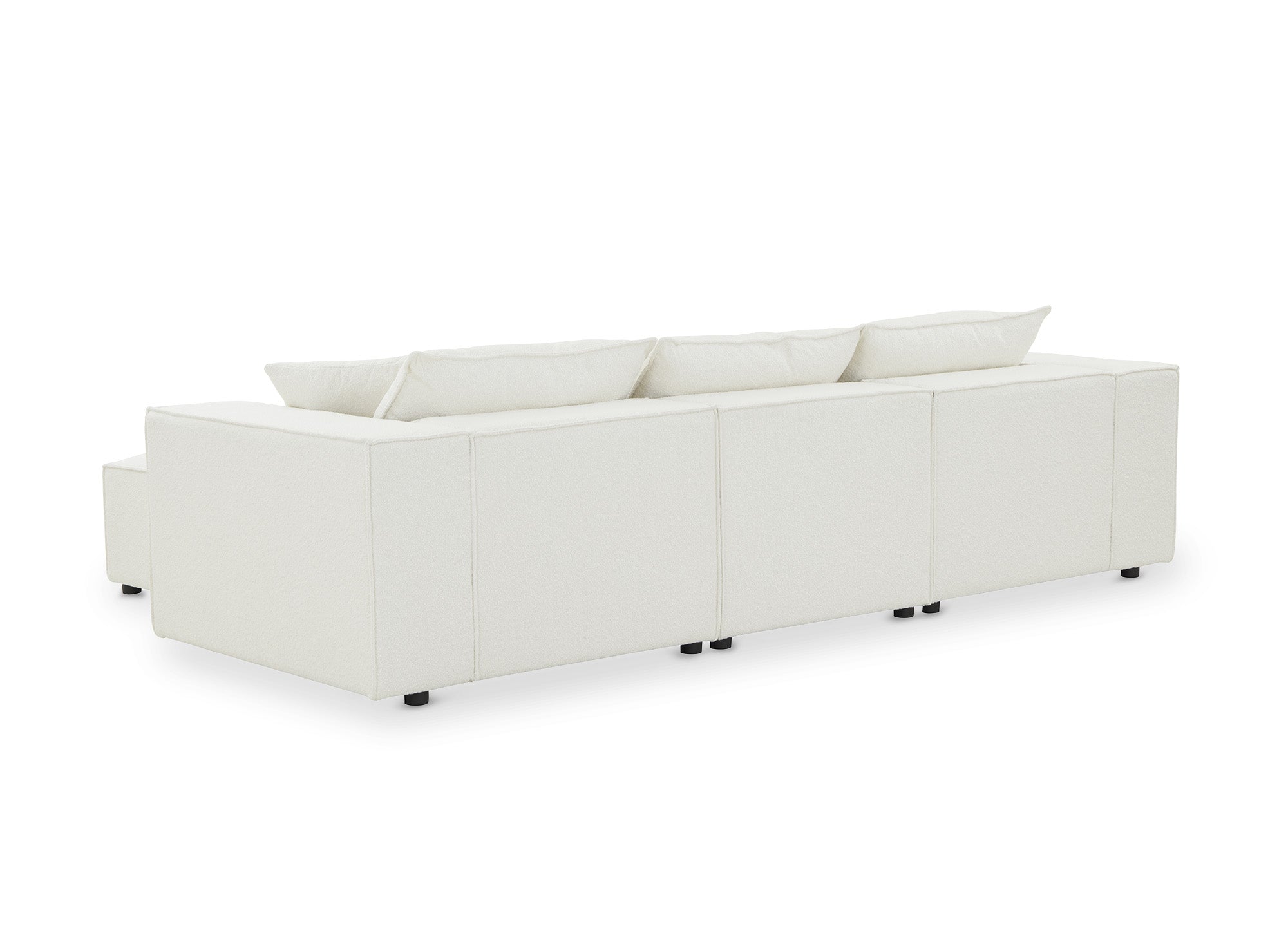 Modulares Ecksofa HARLEM aus ecru-weißem Stoff mit Schaffelleffekt