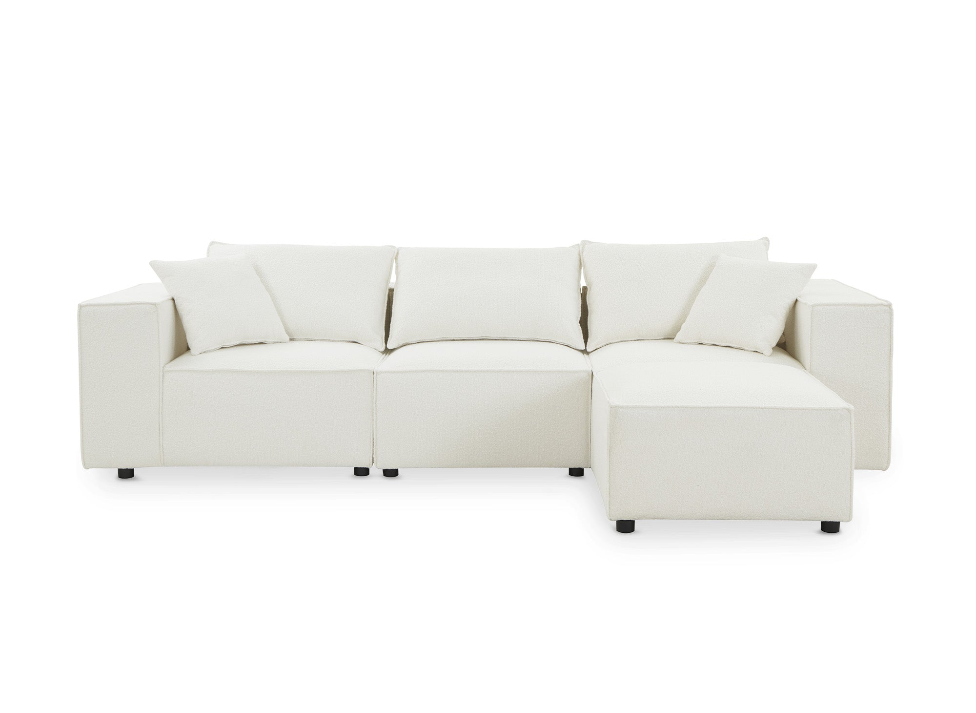 Modulares Ecksofa HARLEM aus ecru-weißem Stoff mit Schaffelleffekt