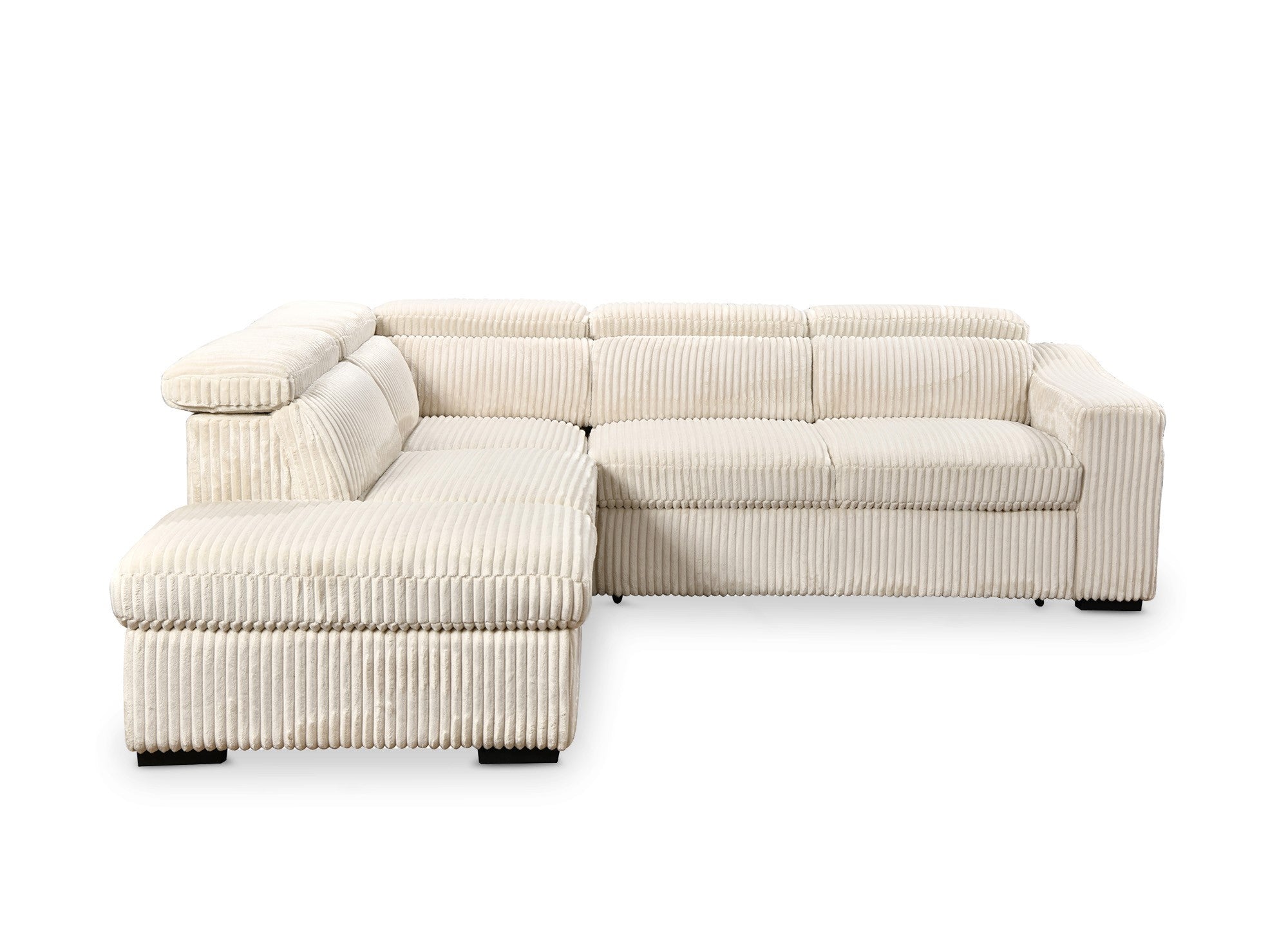 MARTY beiges Cord-Ecksofa mit Stauraum - Linke Ecke