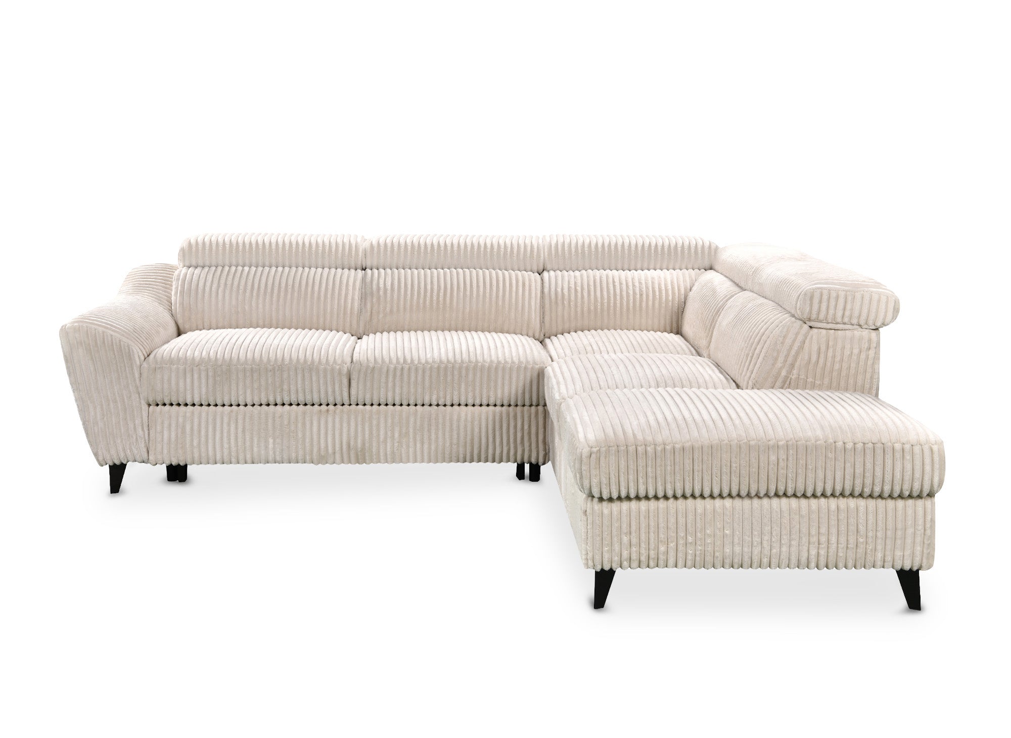 DALTON Ecksofa aus dickem Cord, beige, mit Stauraum, rechtwinklig