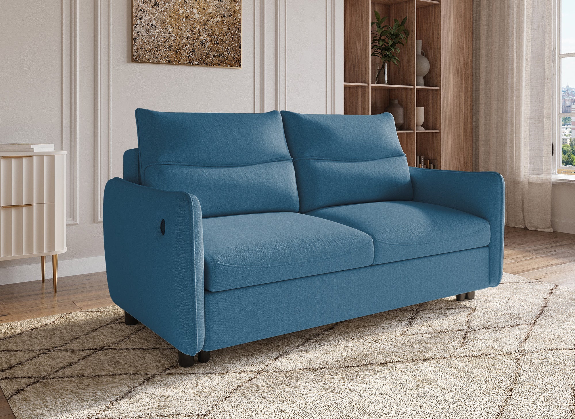 ZADIG 3-Sitzer-Schlafsofa aus blauem Stoff