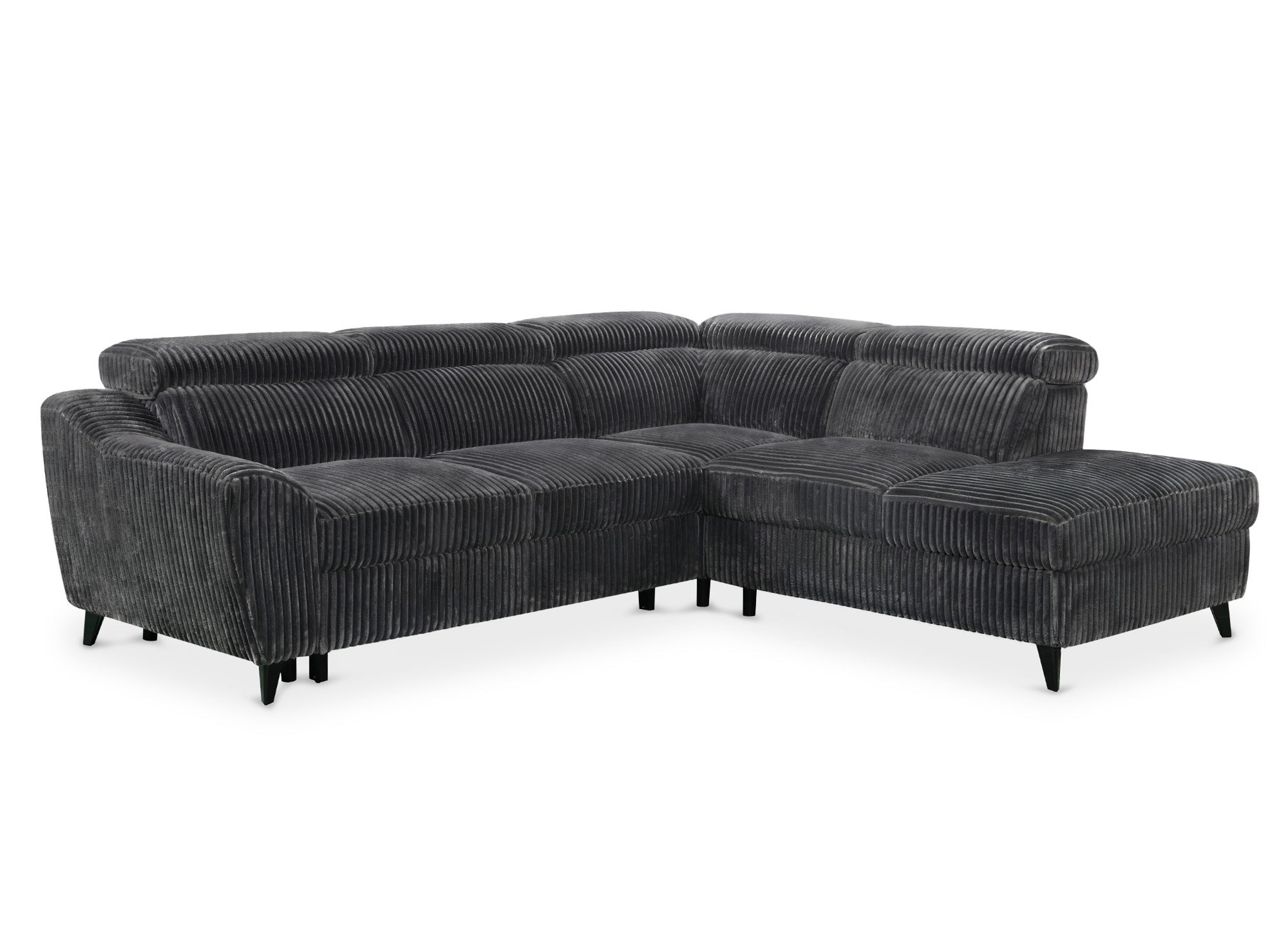 DALTON Ecksofa aus dickem Cord, grau, mit Stauraum, rechtwinklig