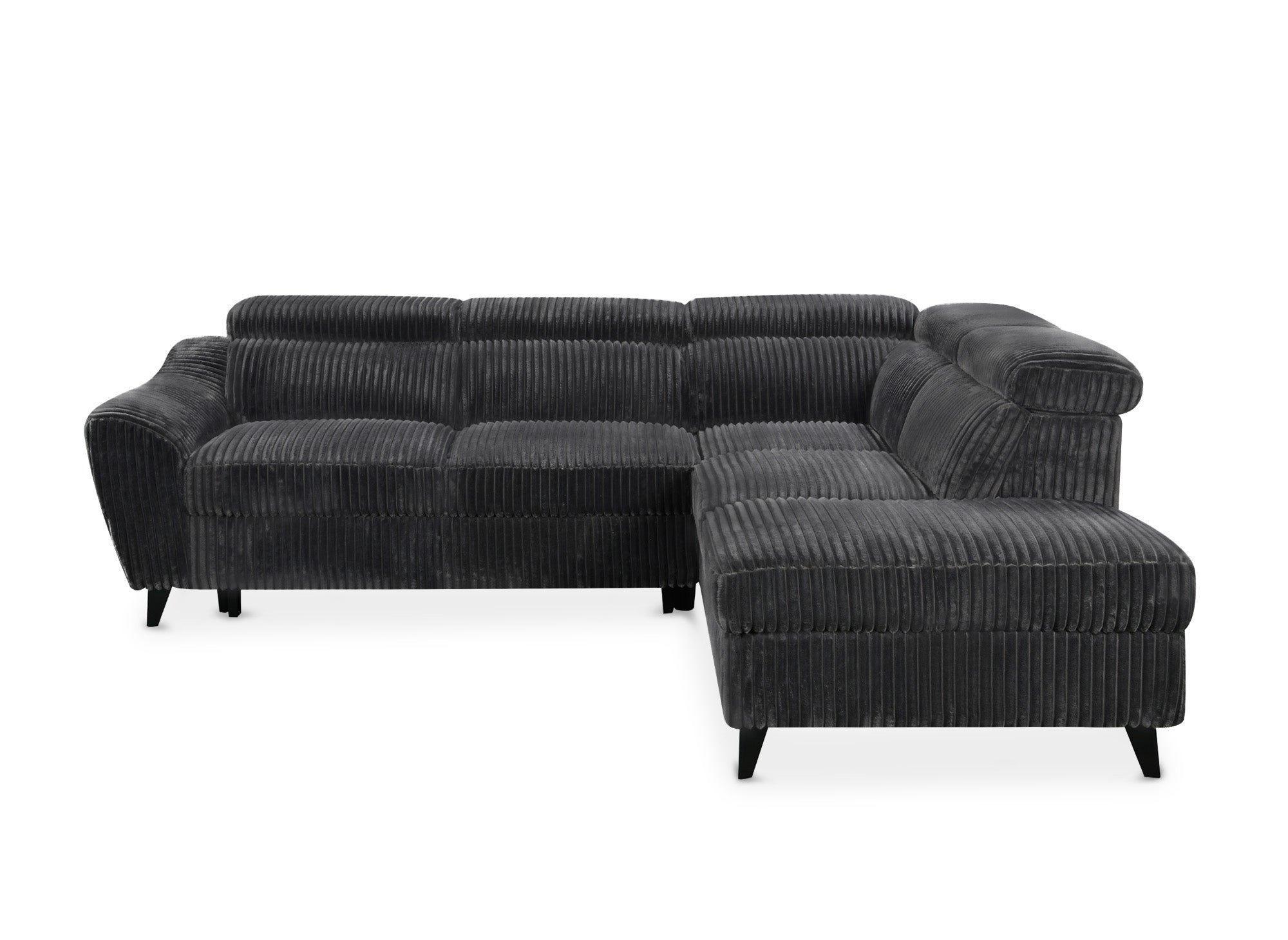 DALTON Ecksofa aus dickem Cord, grau, mit Stauraum, rechtwinklig