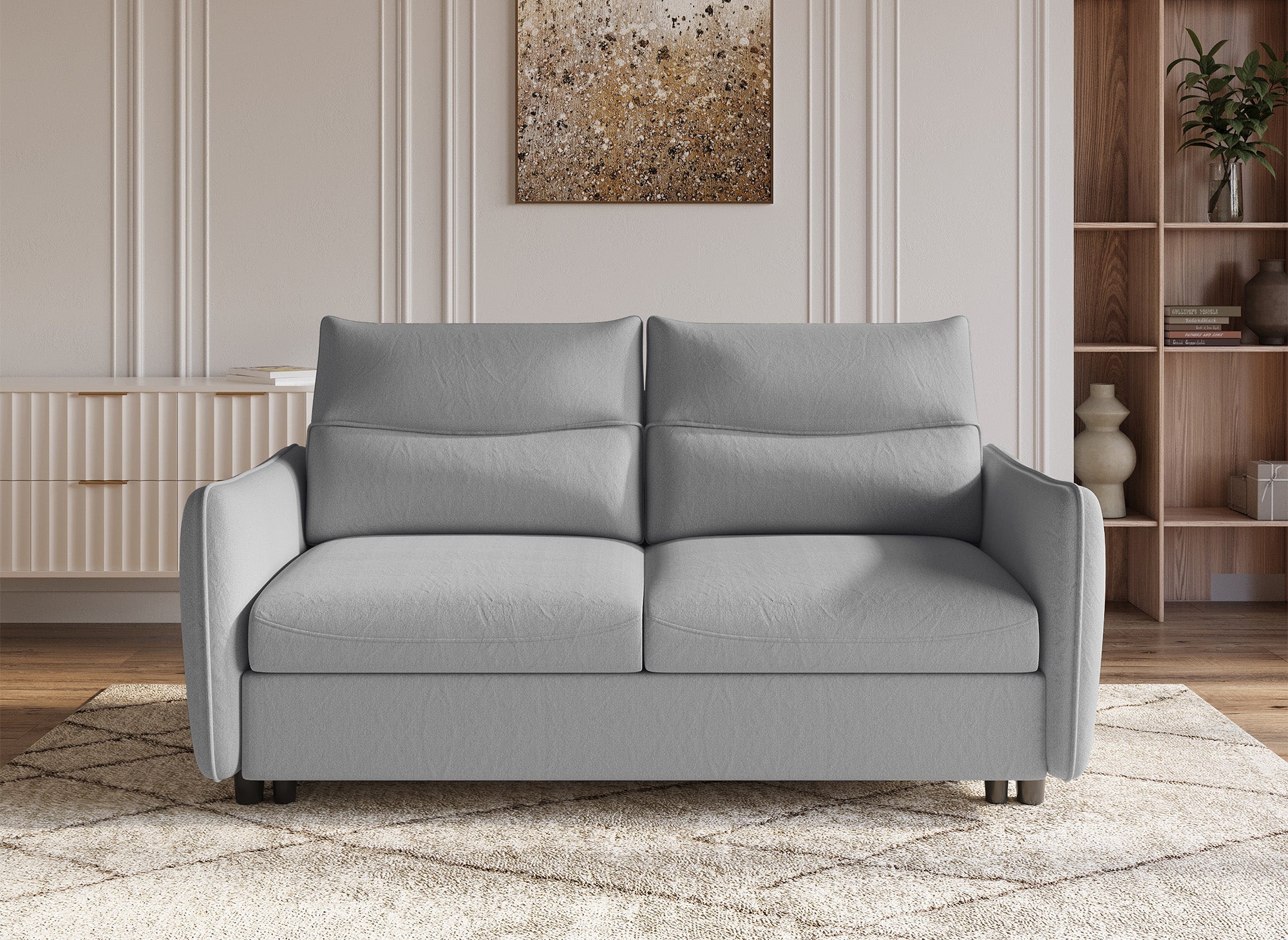 ZADIG 3-Sitzer-Schlafsofa aus hellgrauem Stoff