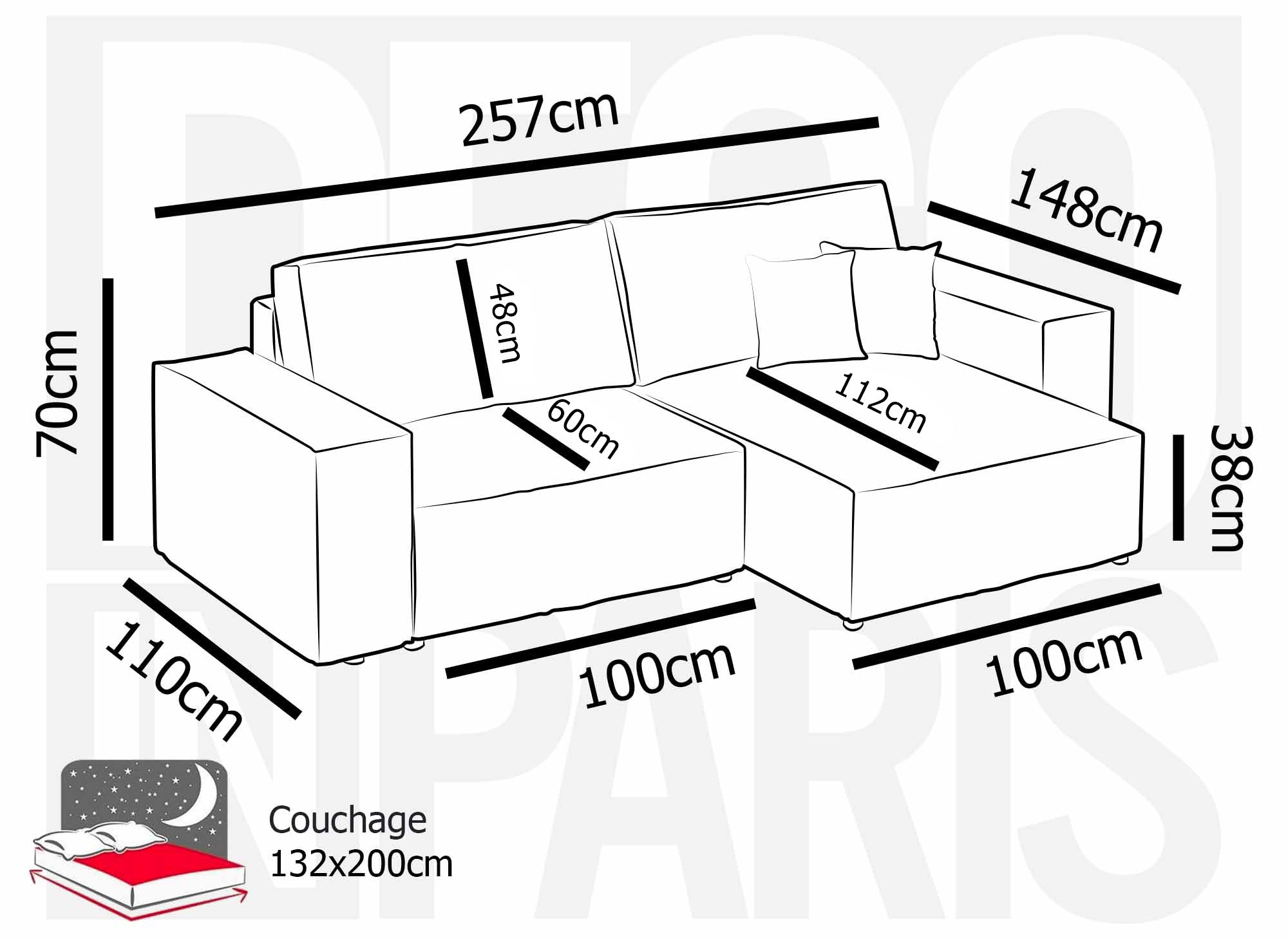 JADE MINI umwandelbares und wendbares Ecksofa mit Stauraum aus anthrazitgrauem Bouclé-Stoff