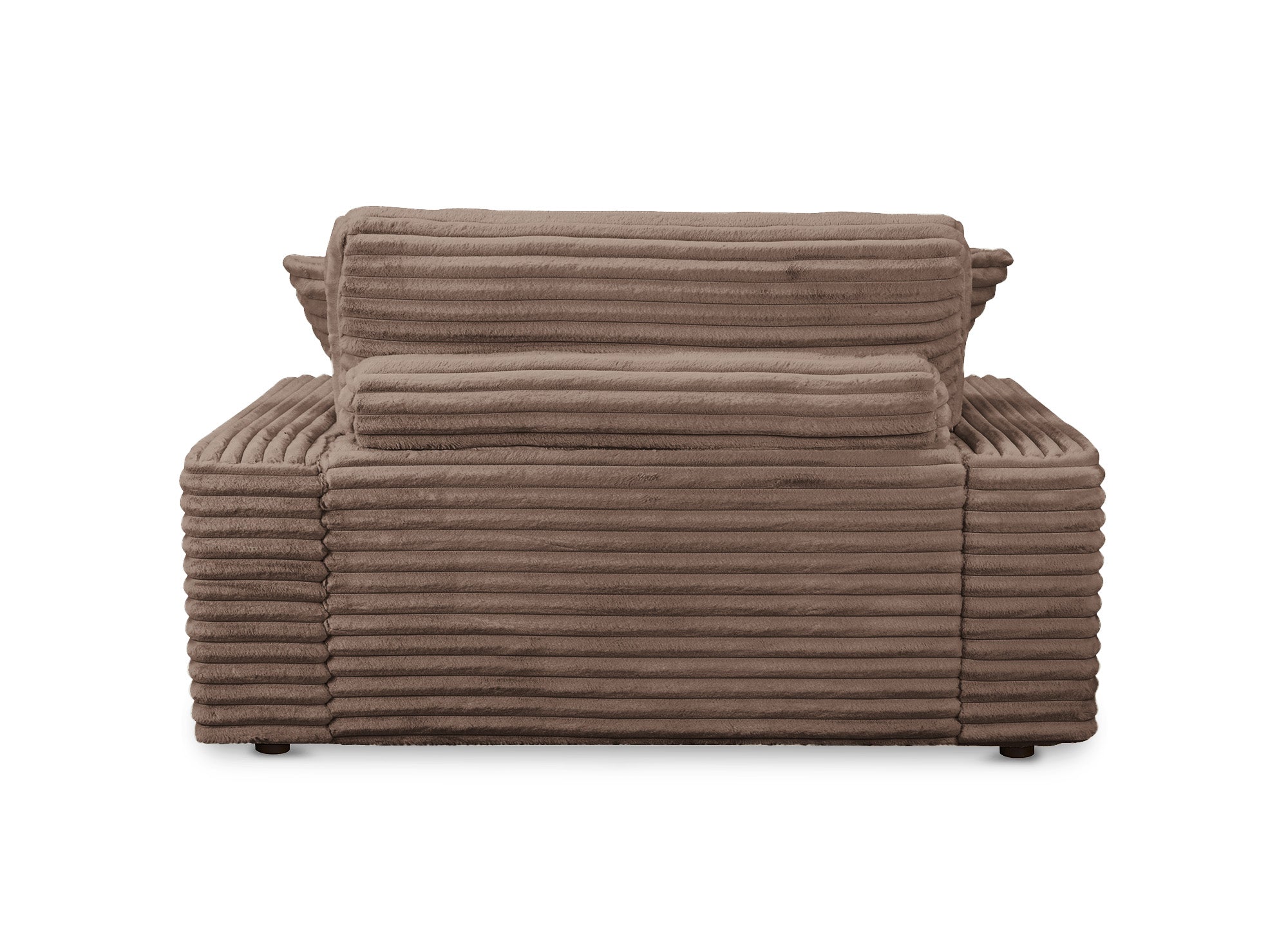DAHO 1-Sitzer-Sofa mit gerader Chaiselongue in weichem, taupefarbenem Rippenstoff