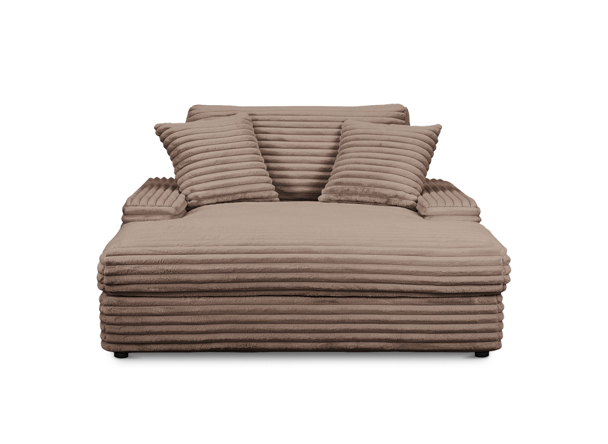 DAHO 1-Sitzer-Sofa mit gerader Chaiselongue in weichem, taupefarbenem Rippenstoff