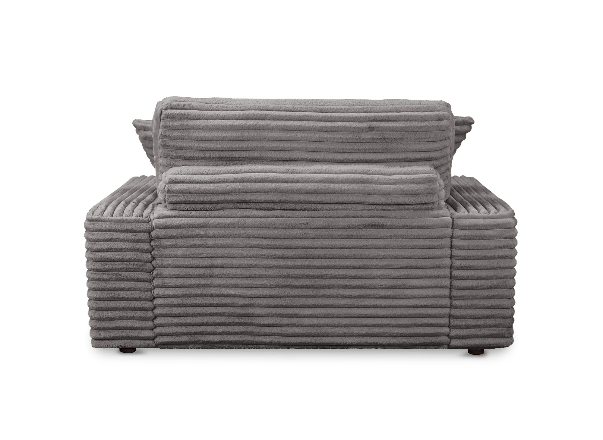 DAHO 1-Sitzer-Sofa mit gerader Chaiselongue in grauem, breitrippigem Samt