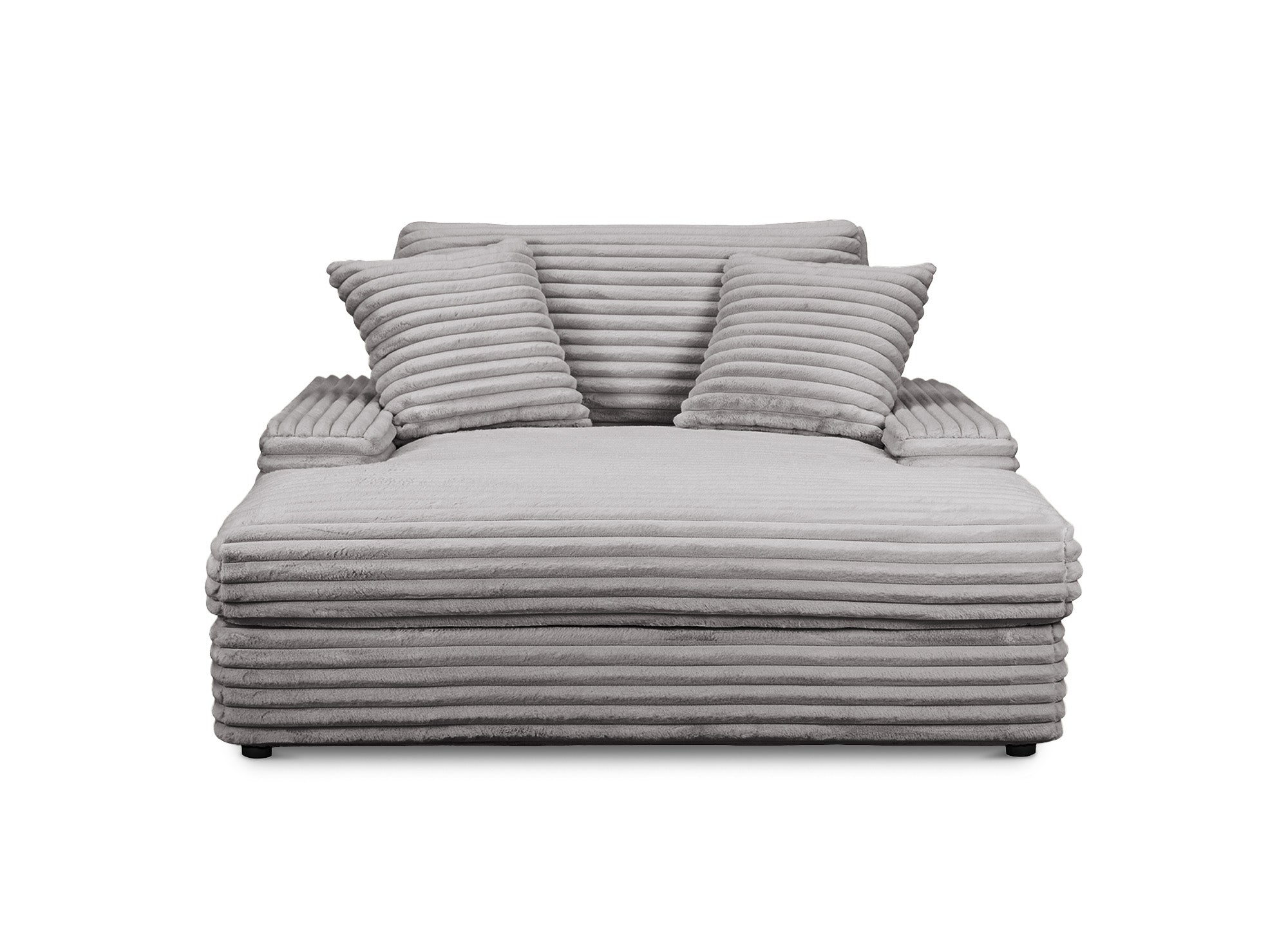 DAHO 1-Sitzer-Sofa mit gerader Chaiselongue in grauem, breitrippigem Samt