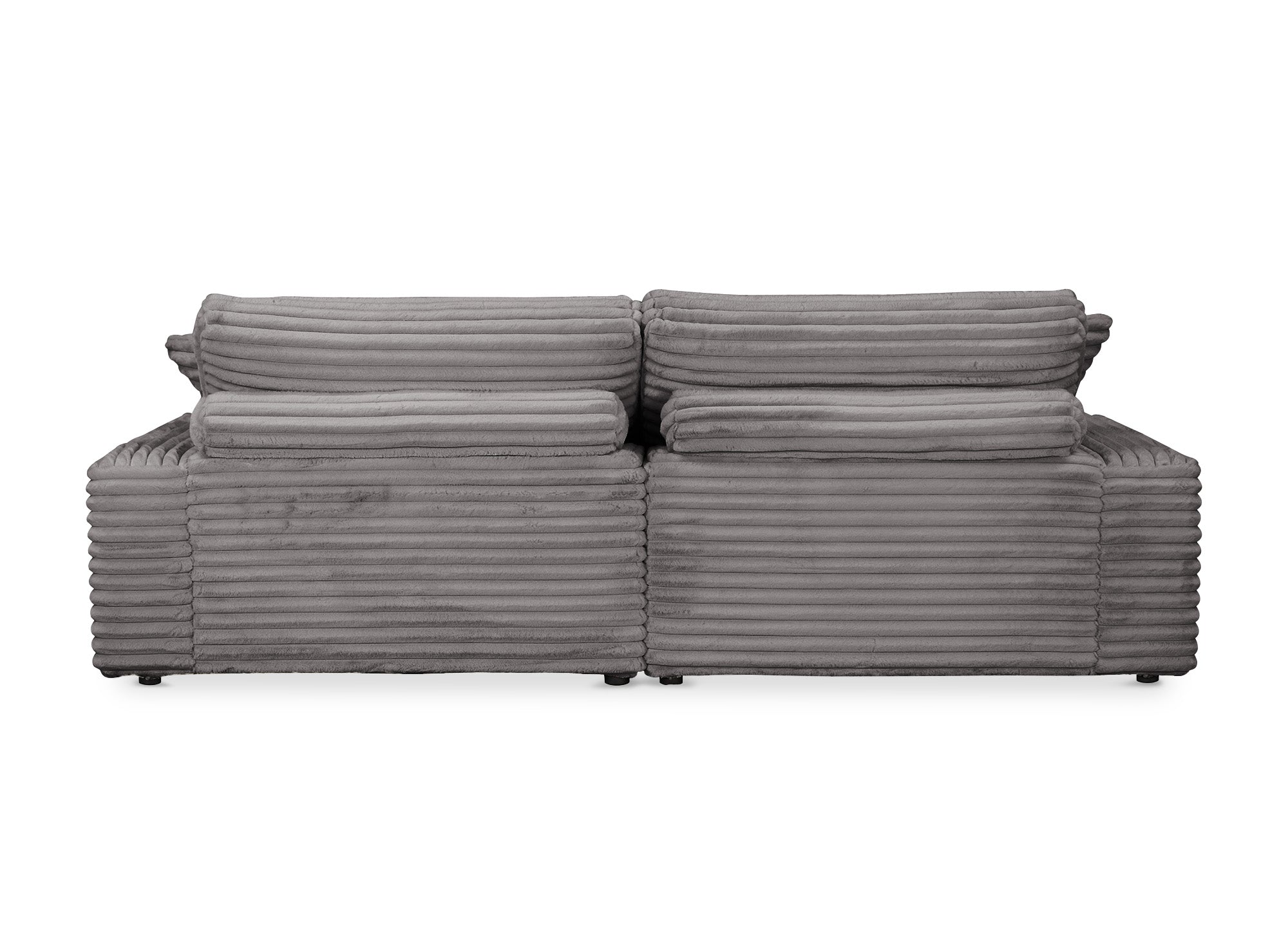 DAHO graues, weich geripptes 2-Sitzer-Sofa mit geradem Sitz
