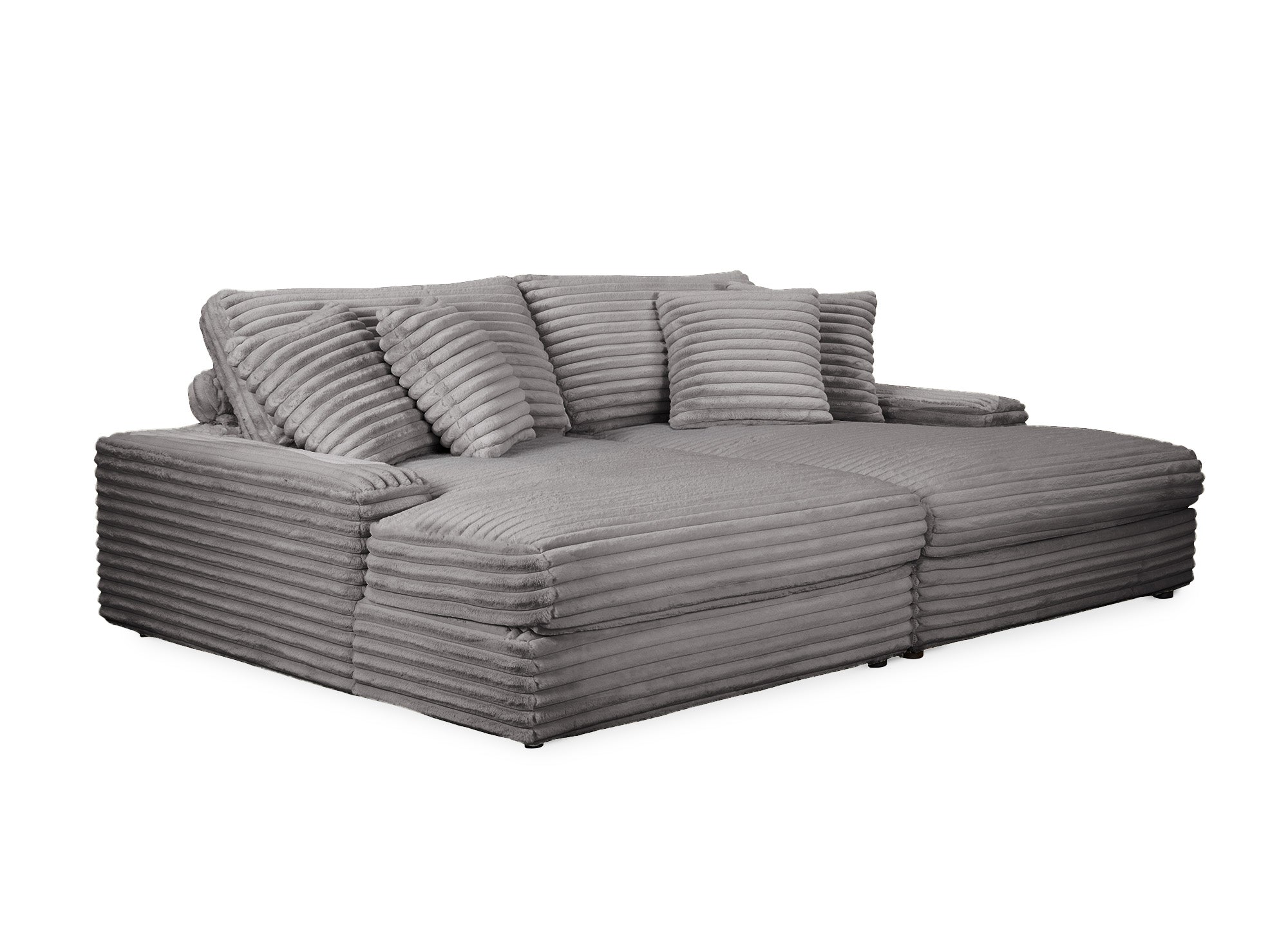 DAHO graues, weich geripptes 2-Sitzer-Sofa mit geradem Sitz