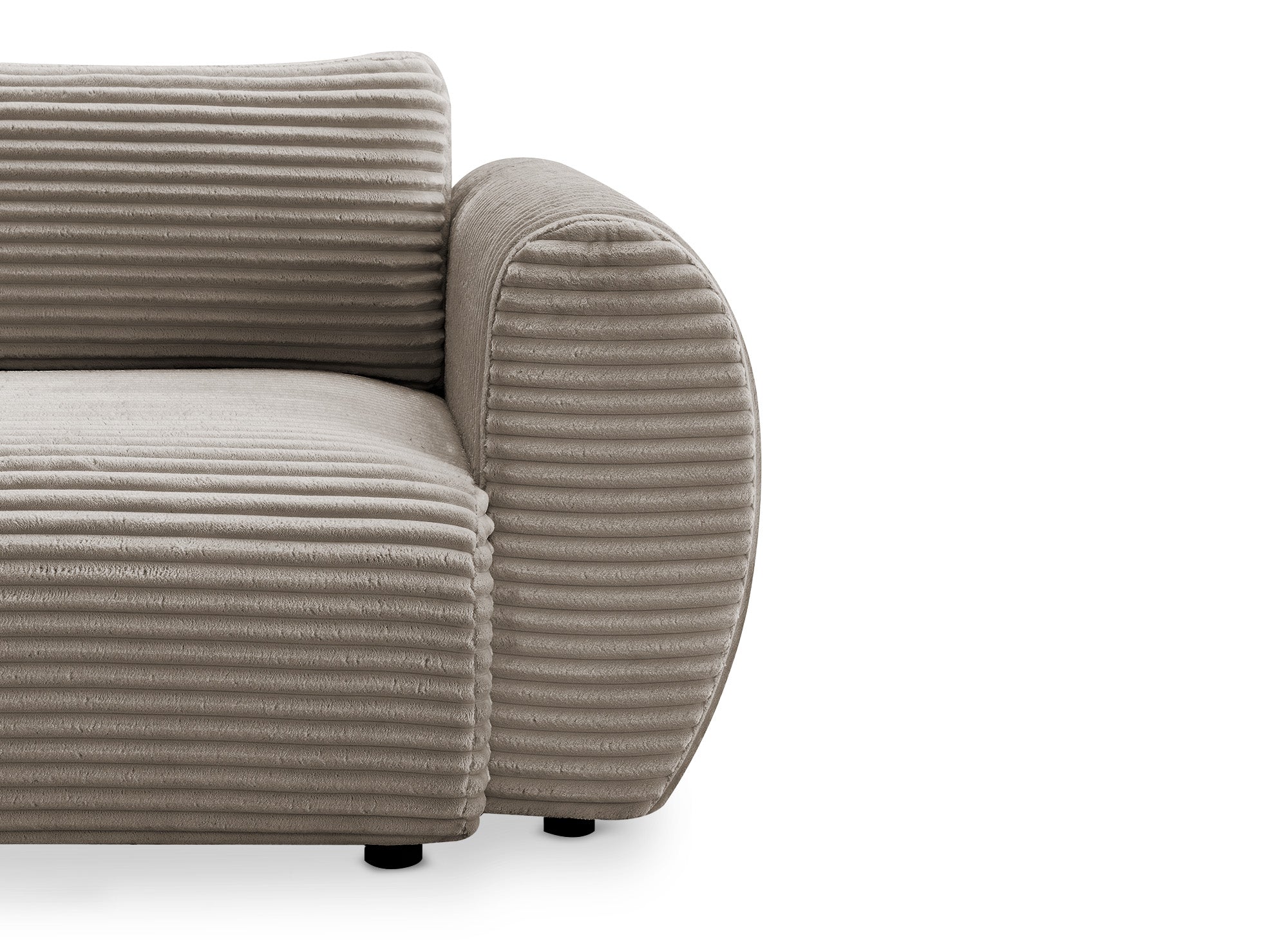 TILDA 3-Sitzer-Sofa mit gerader Rückenlehne und weicher, taupefarbener Rippentruhe