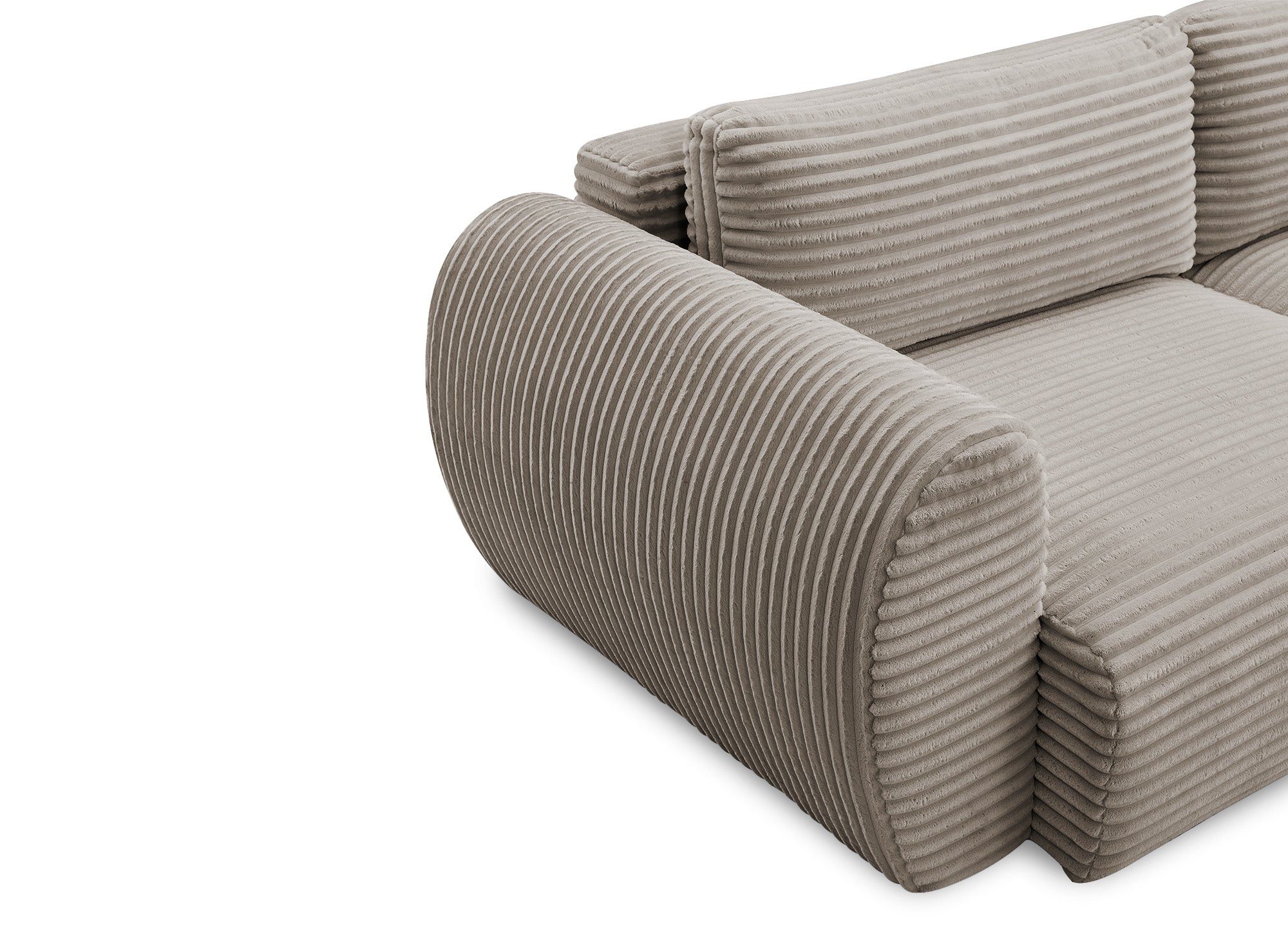 TILDA 3-Sitzer-Sofa mit gerader Rückenlehne und weicher, taupefarbener Rippentruhe