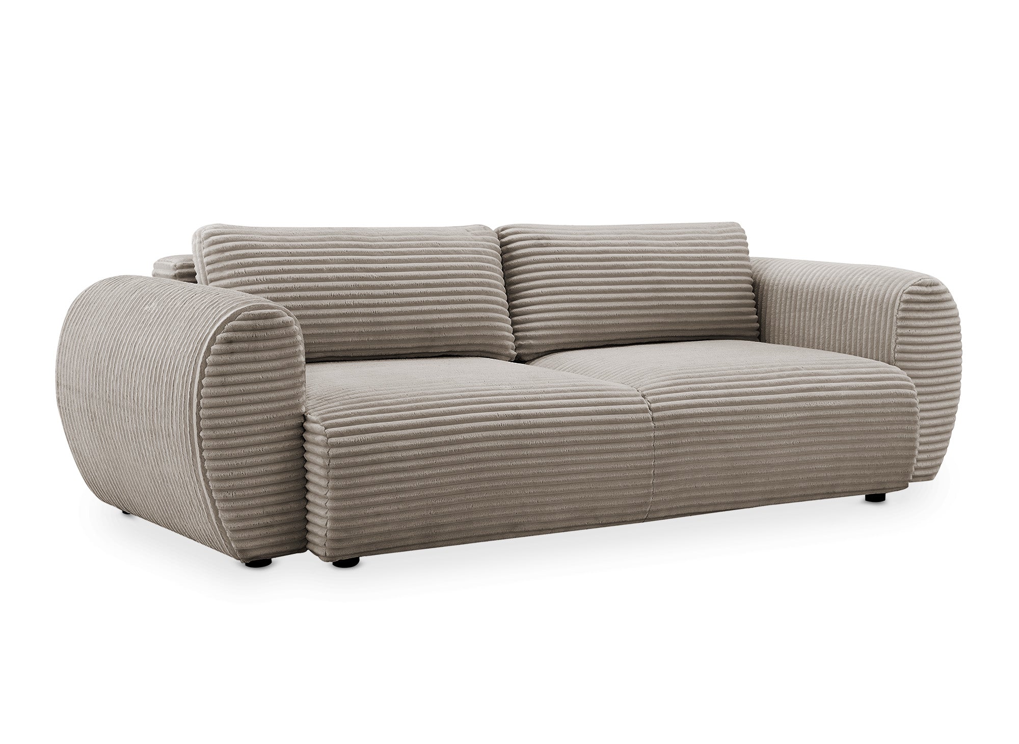 TILDA 3-Sitzer-Schlafsofa mit Stauraum in weichem, taupefarbenem Rippenstoff