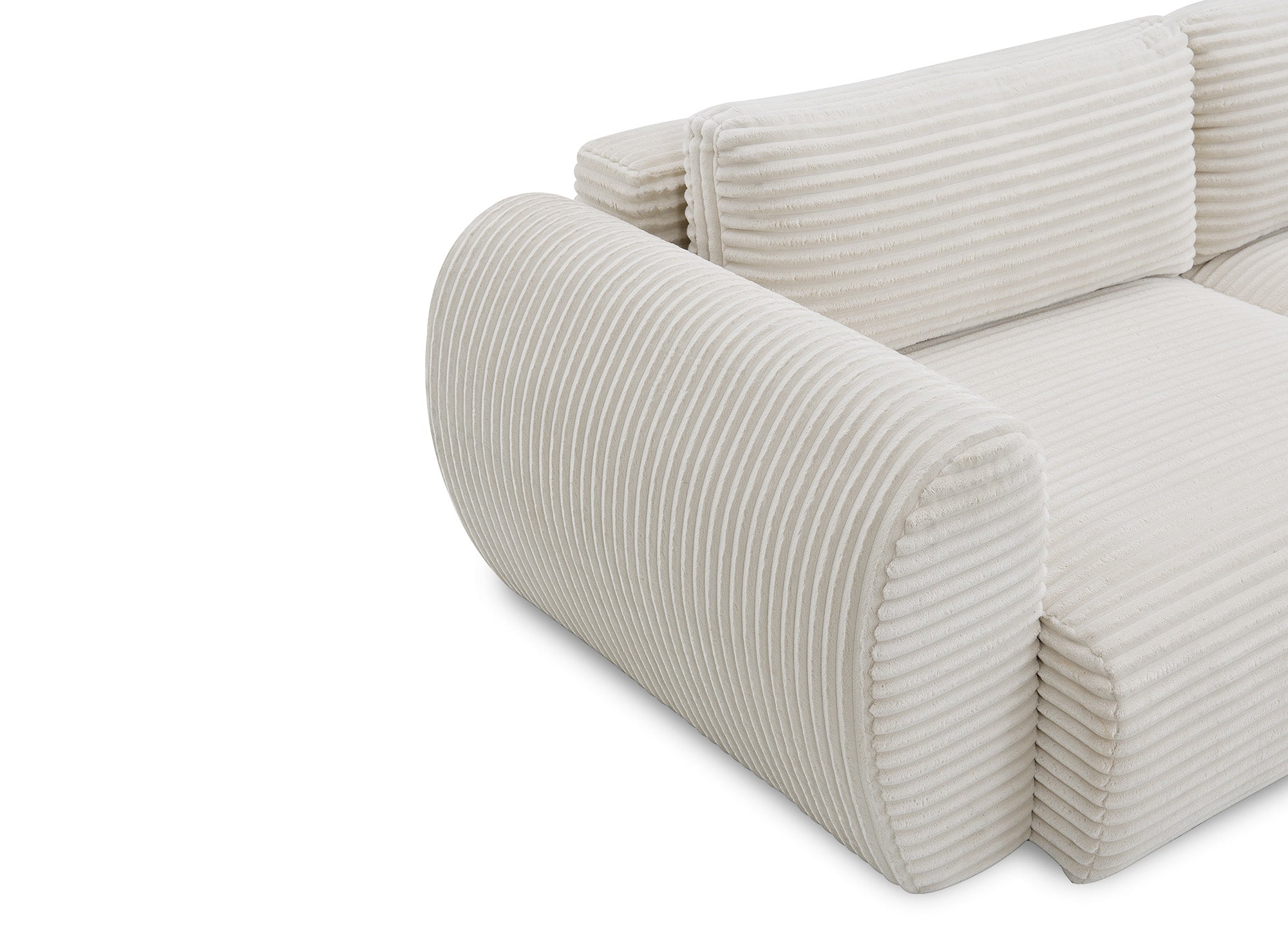 TILDA 3-Sitzer-Schlafsofa mit Stauraum in weichem, beigefarbenem Rippenstoff