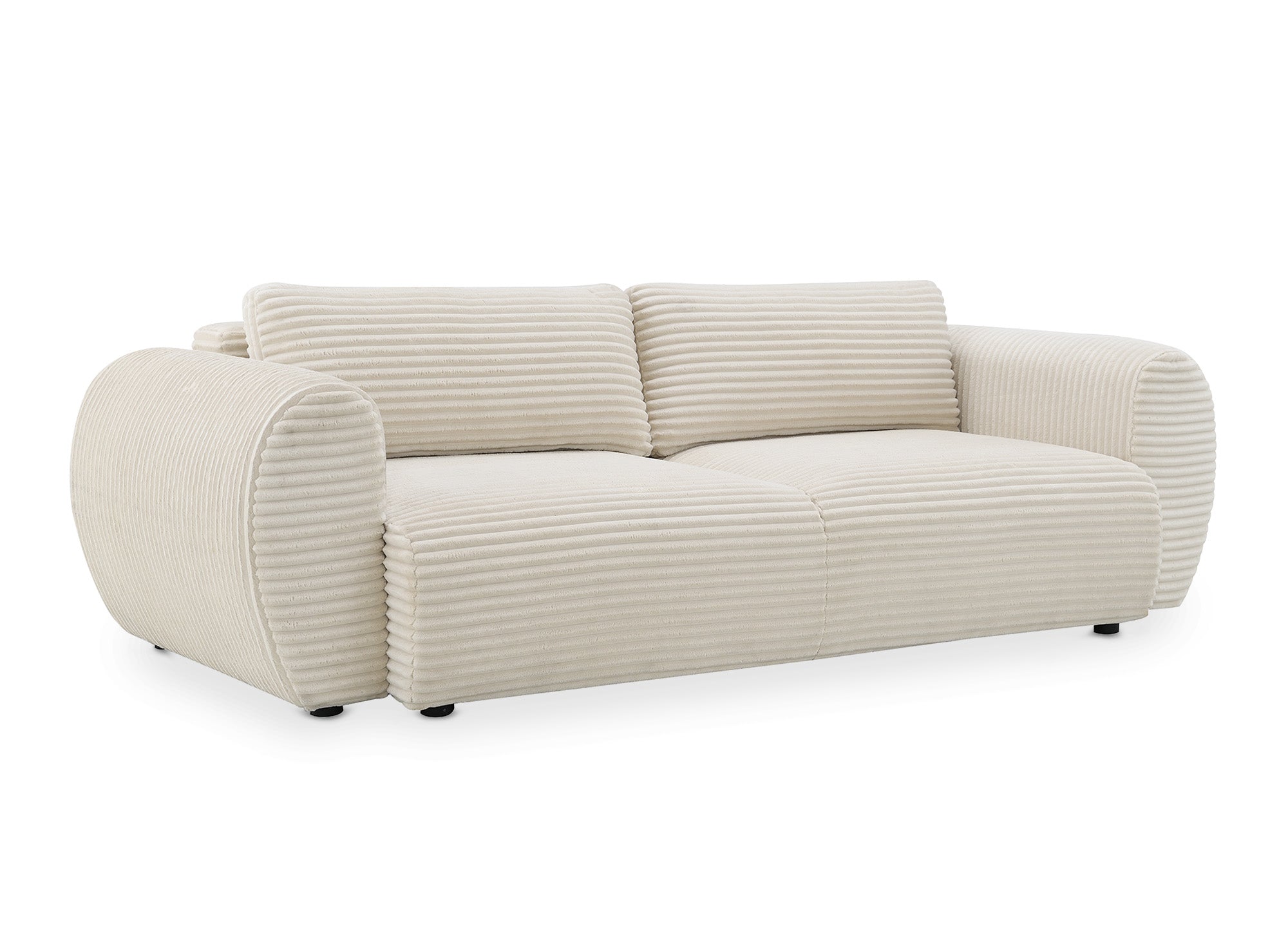 TILDA 3-Sitzer-Schlafsofa mit Stauraum in weichem, beigefarbenem Rippenstoff